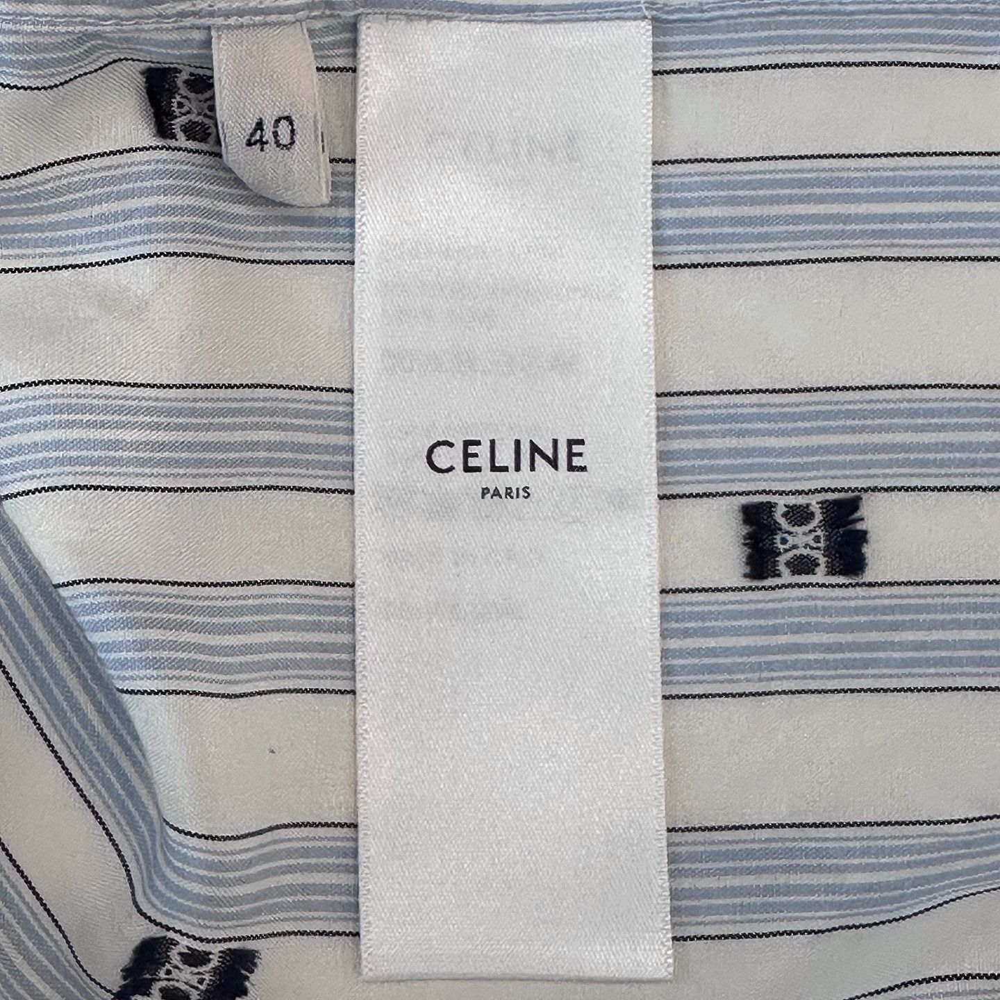 Celine Celine Striped Logo Silk Blouse Size 40 Size M / US 6-8 / IT 42-44 - 4 Thumbnail