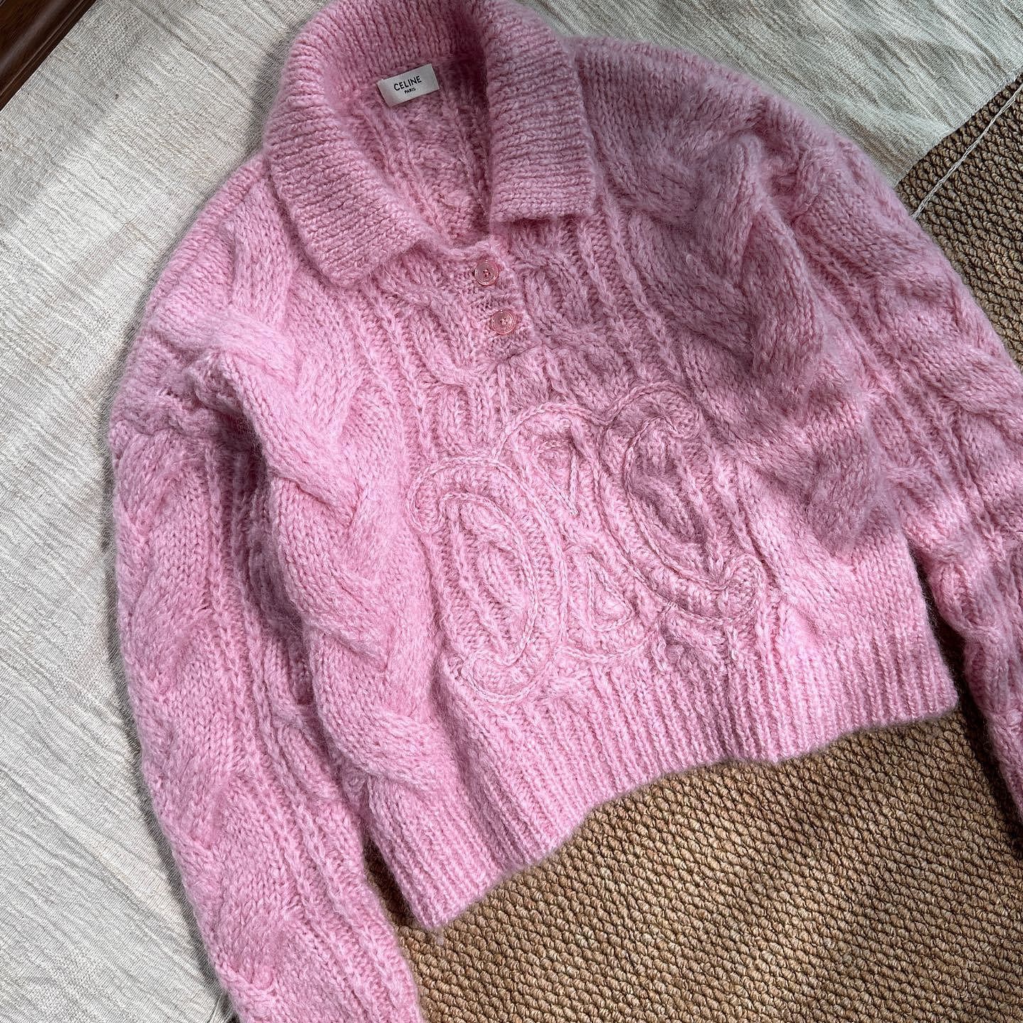 Celine Celine Pink Mohair Knit Polo Sweater M Size M / US 6-8 / IT 42-44 - 5 Thumbnail