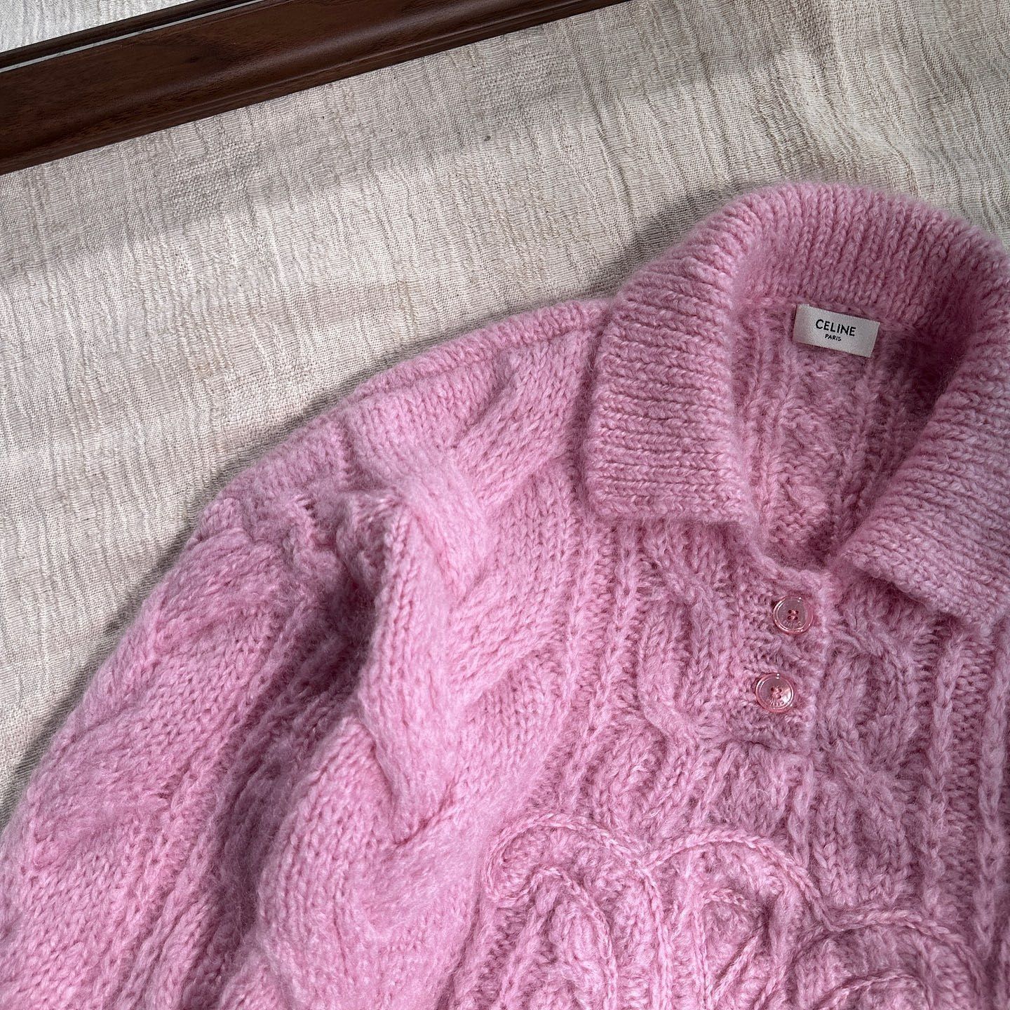 Celine Celine Pink Mohair Knit Polo Sweater M Size M / US 6-8 / IT 42-44 - 7 Thumbnail
