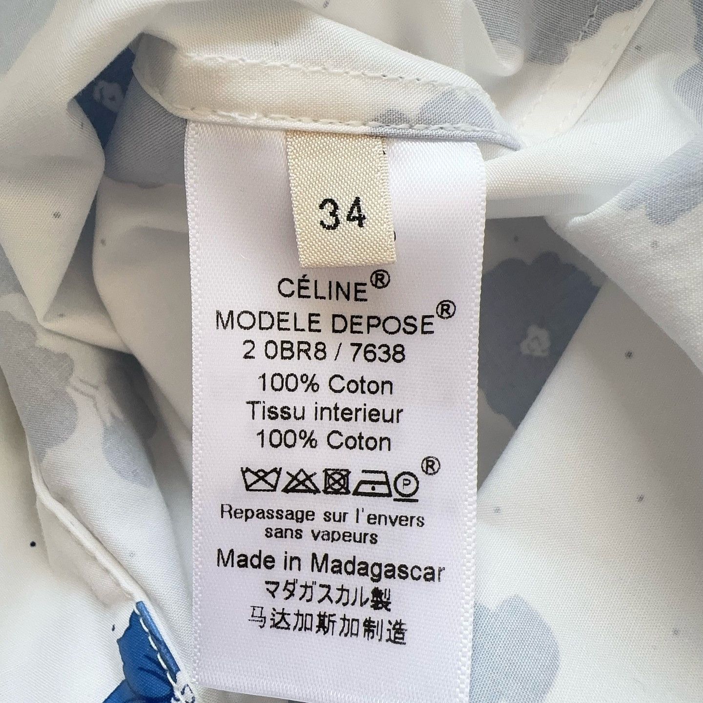 Celine Celine Blue Floral Print Button Up Shirt Size 34 Size XS / US 0-2 / IT 36-38 - 4 Thumbnail