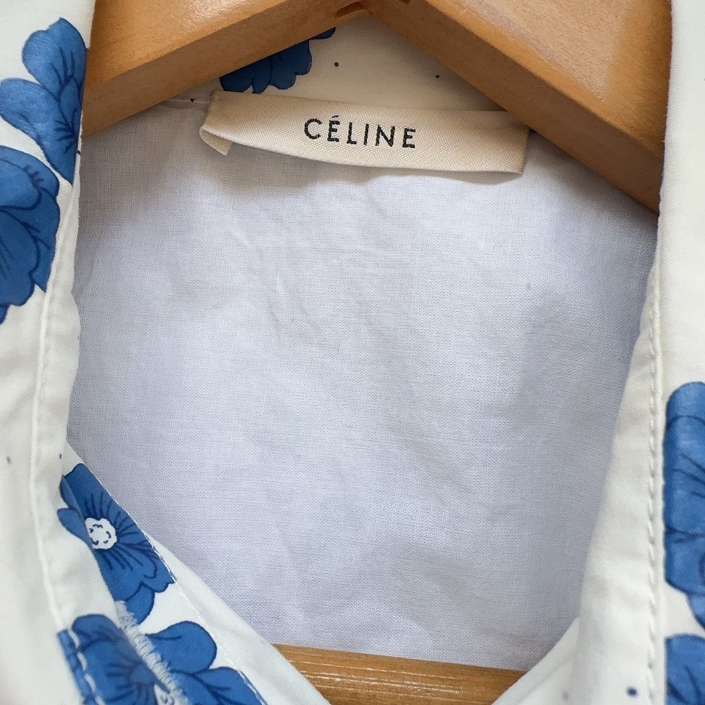 Celine Celine Blue Floral Print Button Up Shirt Size 34 Size XS / US 0-2 / IT 36-38 - 3 Thumbnail