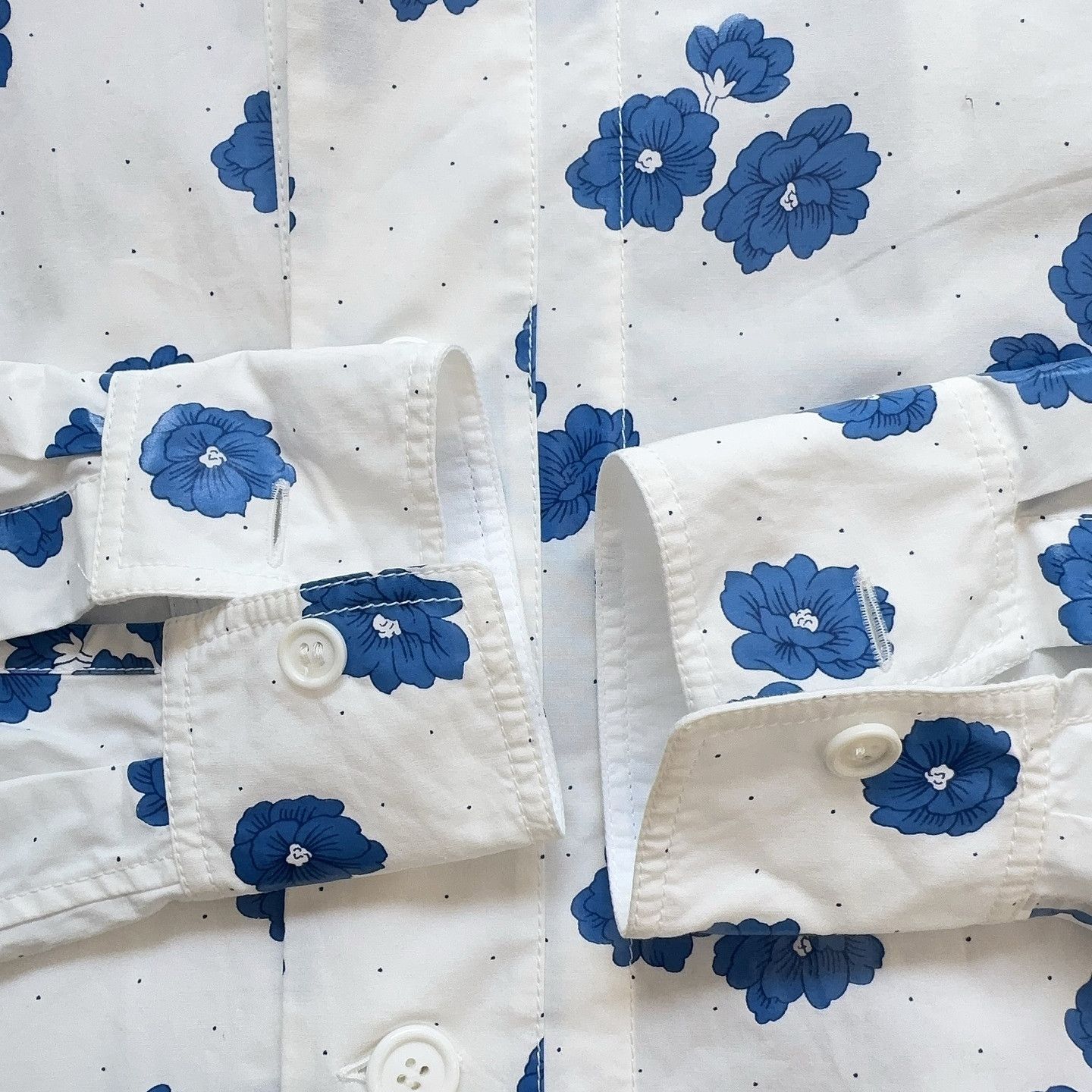 Celine Celine Blue Floral Print Button Up Shirt Size 34 Size XS / US 0-2 / IT 36-38 - 7 Thumbnail