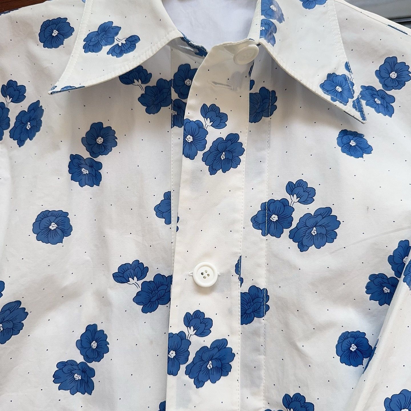 Celine Celine Blue Floral Print Button Up Shirt Size 34 Size XS / US 0-2 / IT 36-38 - 6 Thumbnail