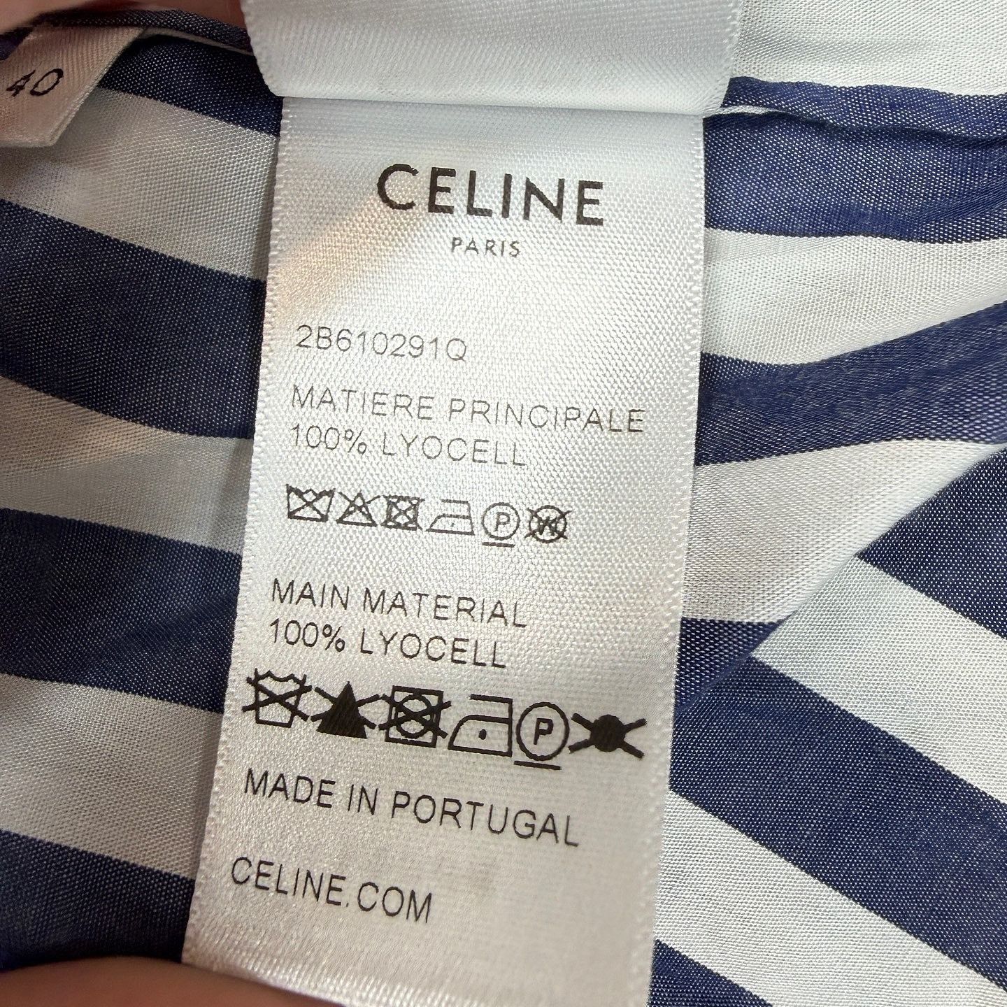 Celine Celine Striped Logo Embroidery Button Up Shirt Size 40 Size M / US 6-8 / IT 42-44 - 6 Thumbnail