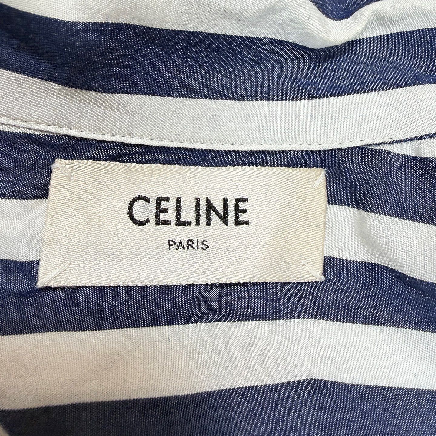 Celine Celine Striped Logo Embroidery Button Up Shirt Size 40 Size M / US 6-8 / IT 42-44 - 3 Thumbnail