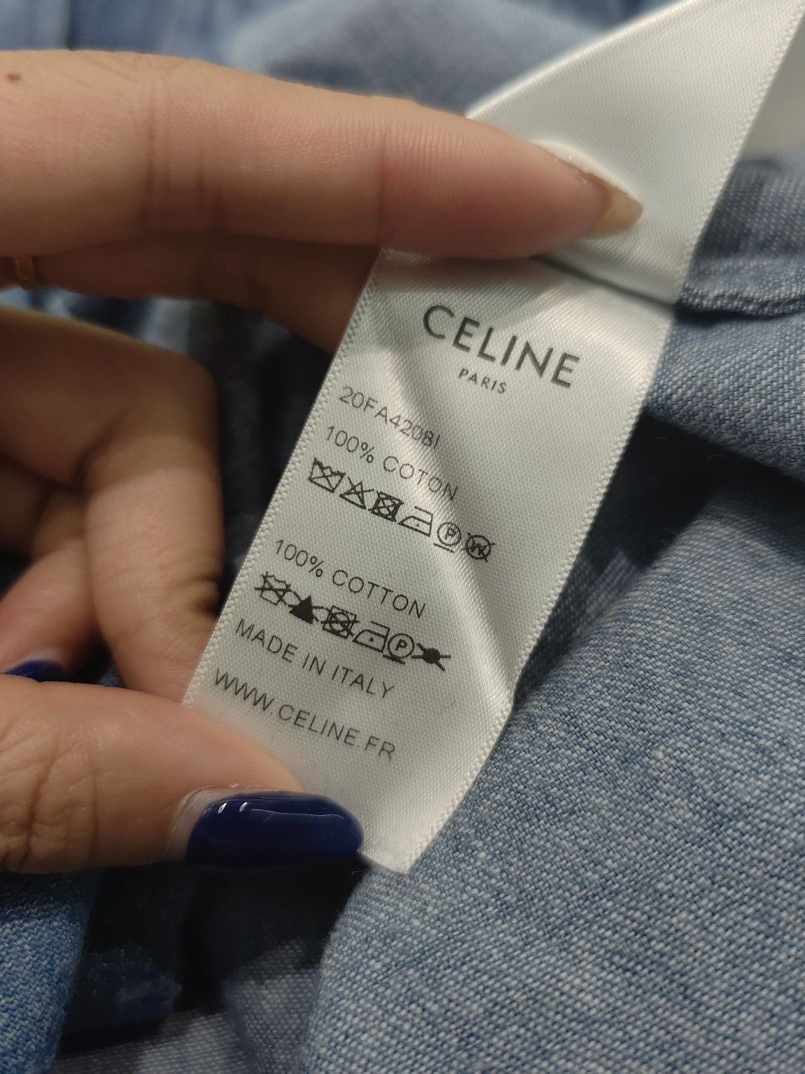 Celine CELINE Triomphe Embroidery Denim Shirt Size S Size US S / EU 44-46 / 1 - 7 Thumbnail