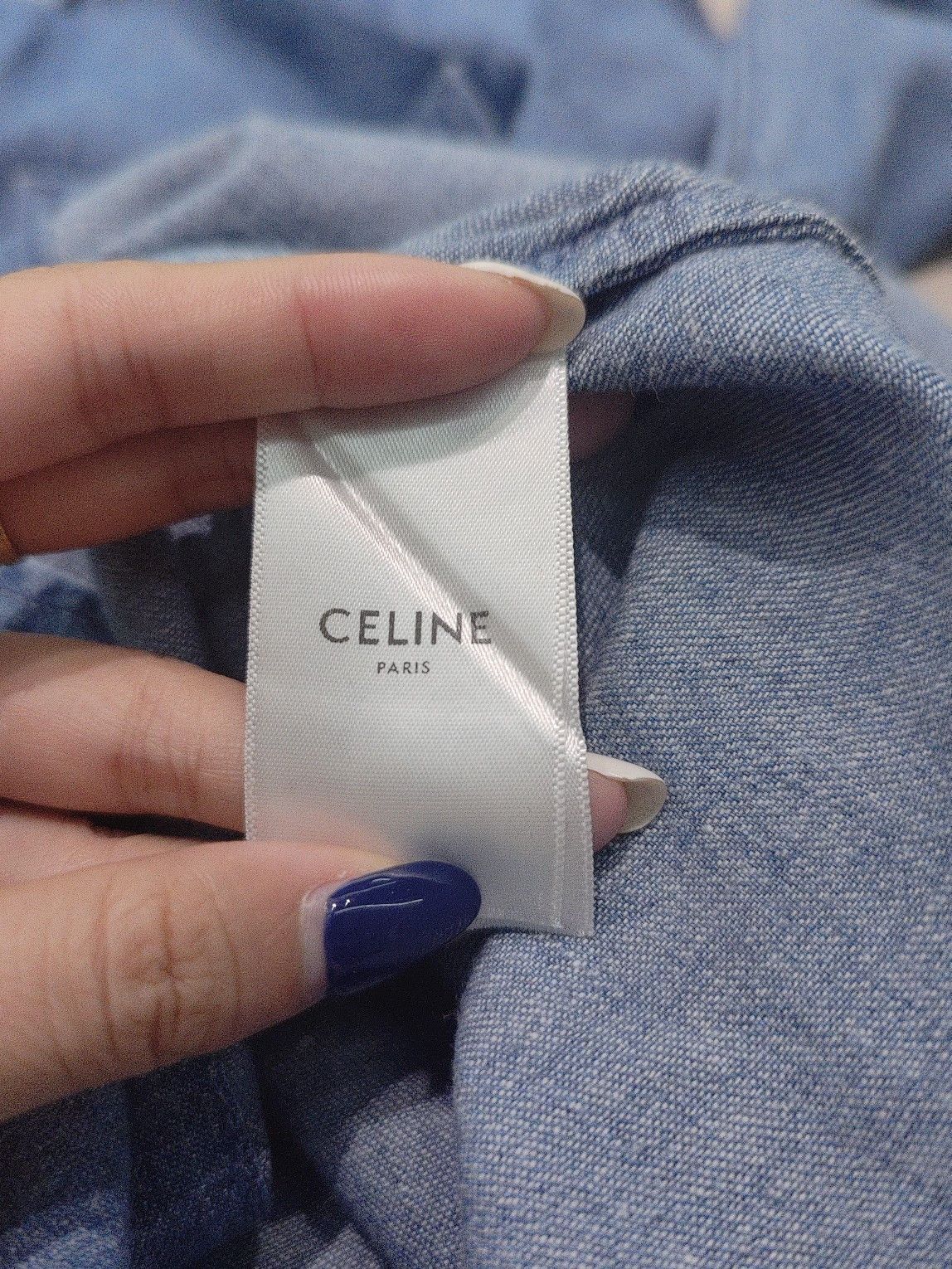 Celine CELINE Triomphe Embroidery Denim Shirt Size S Size US S / EU 44-46 / 1 - 4 Thumbnail