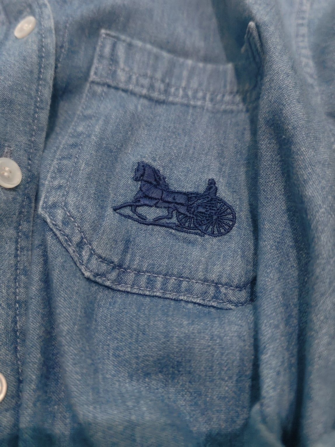 Celine CELINE Triomphe Embroidery Denim Shirt Size S Size US S / EU 44-46 / 1 - 5 Thumbnail