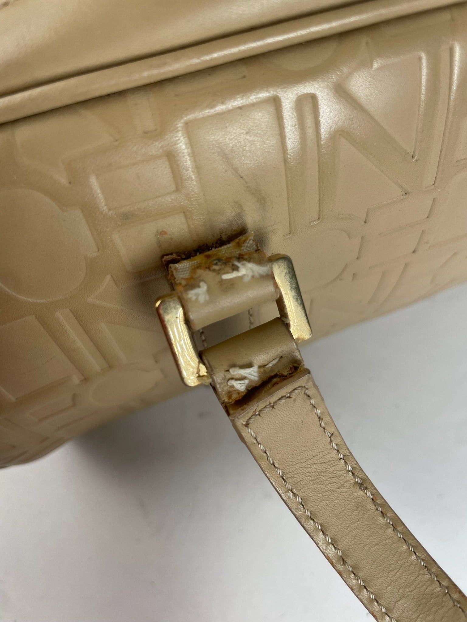 Celine Beige Leather Bowling Bag Embossed Logo Pattern Size ONE SIZE - 7 Thumbnail