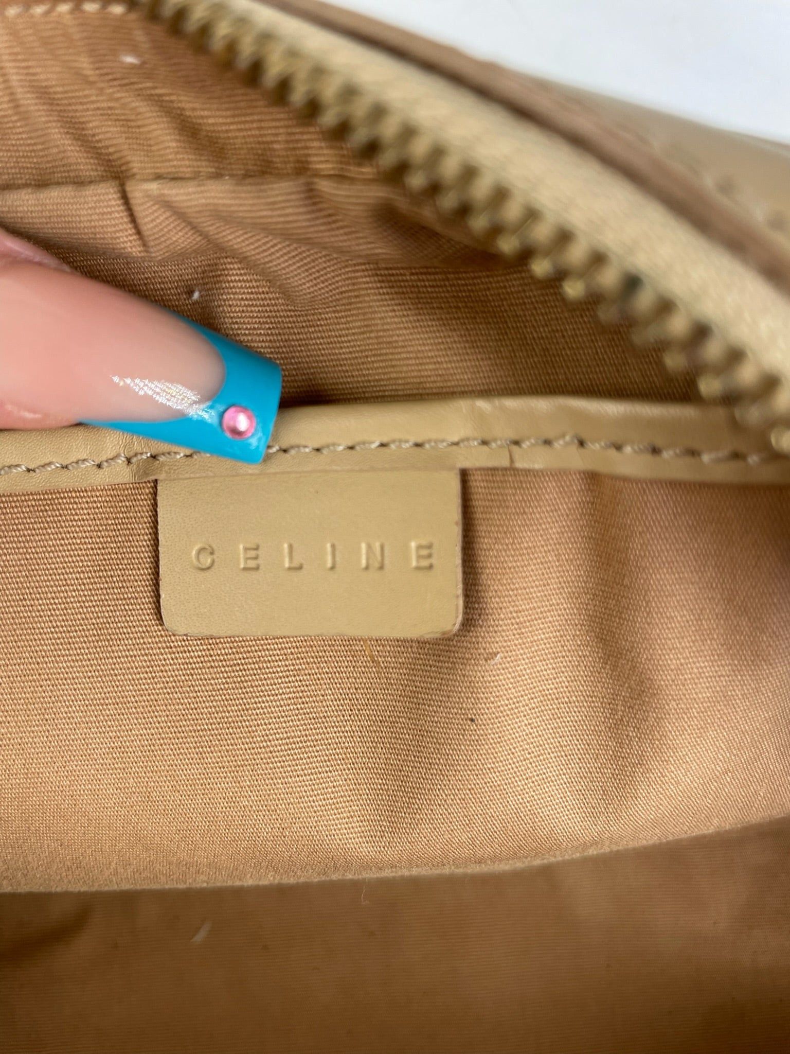 Celine Beige Leather Bowling Bag Embossed Logo Pattern Size ONE SIZE - 4 Thumbnail