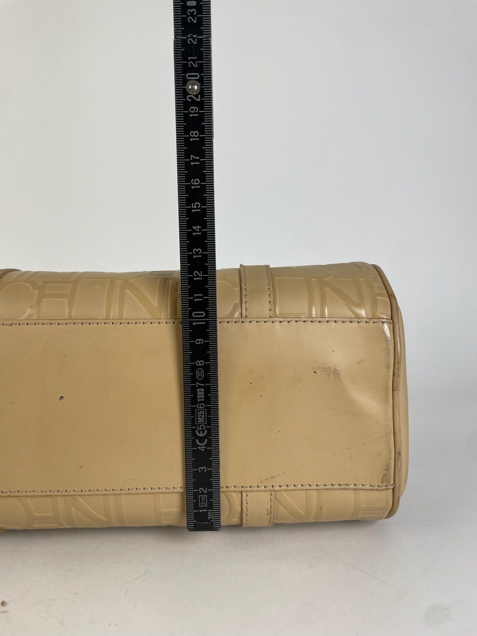 Celine Beige Leather Bowling Bag Embossed Logo Pattern Size ONE SIZE - 12 Thumbnail