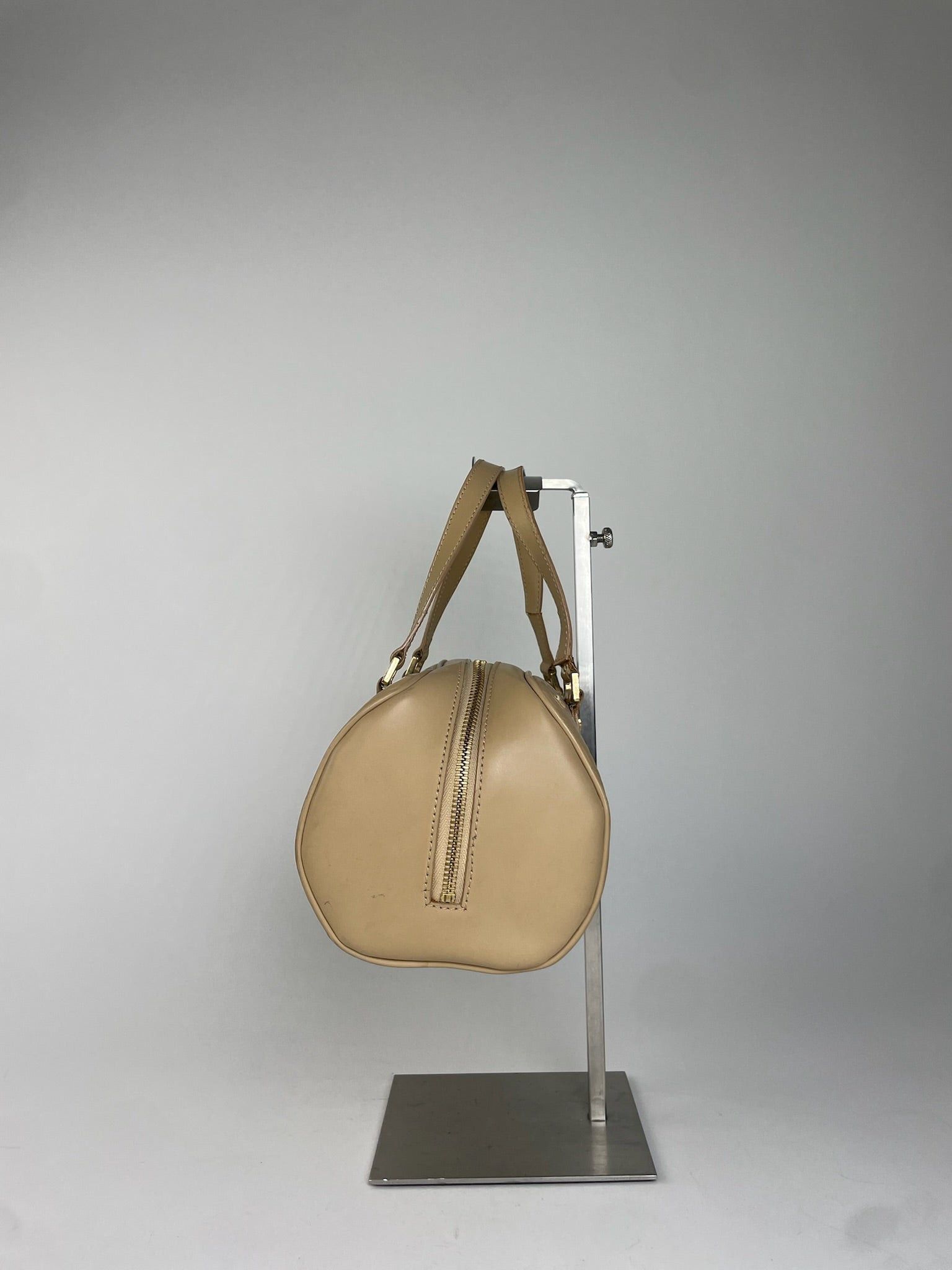 Celine Beige Leather Bowling Bag Embossed Logo Pattern Size ONE SIZE - 6 Thumbnail