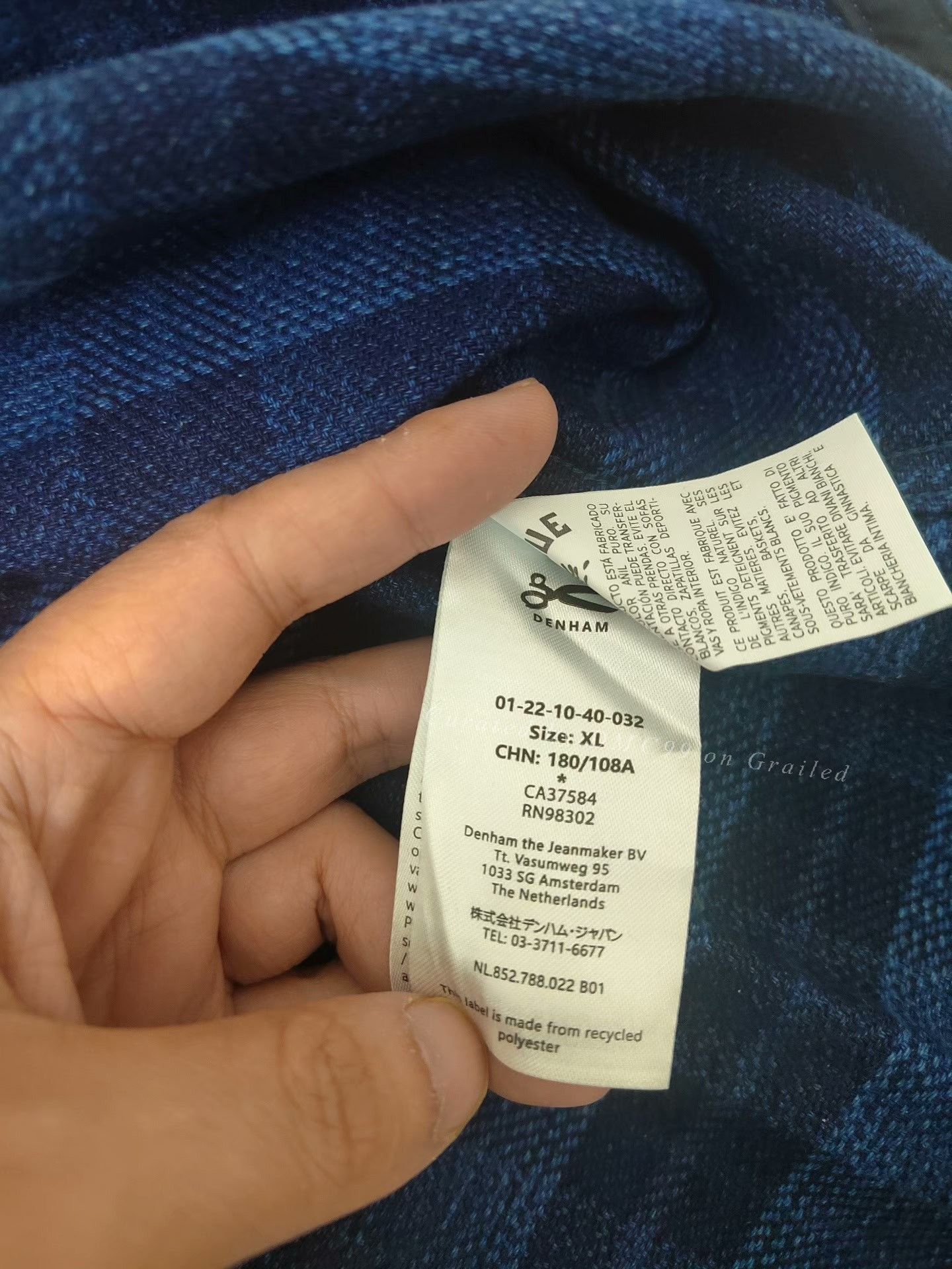 DENHAM DENHAM Indigo Check Cotton Shirt Size US XL / EU 56 / 4 - 7 Thumbnail
