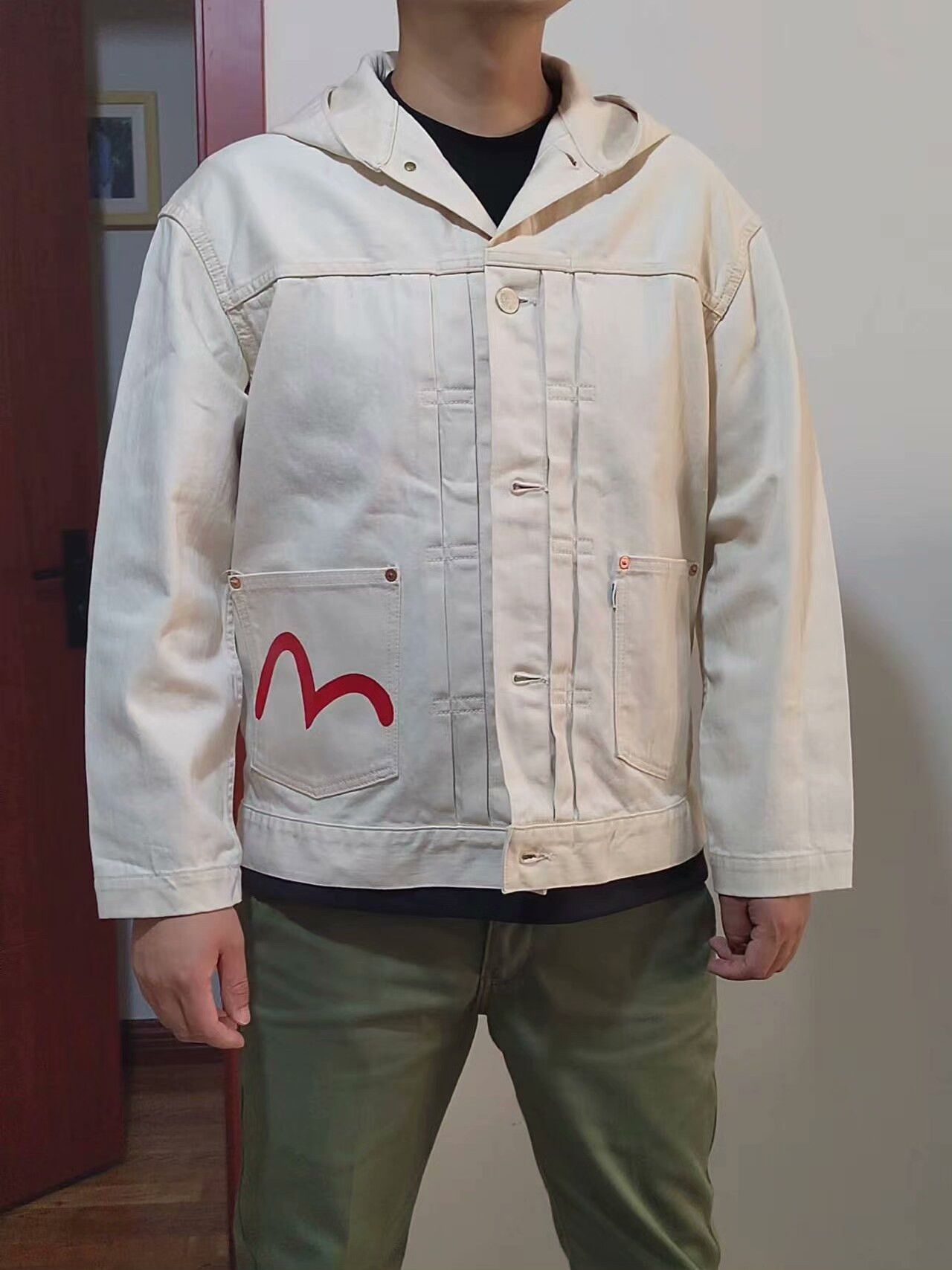 Evisu EVISU White Hooded Denim Jacket Size US XXS / EU 40 - 3 Thumbnail