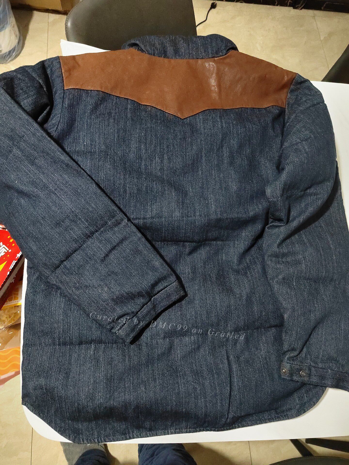 Oshkosh OshKosh Japan Denim Leather Patched Down Jacket Size US XL / EU 56 / 4 - 3 Thumbnail