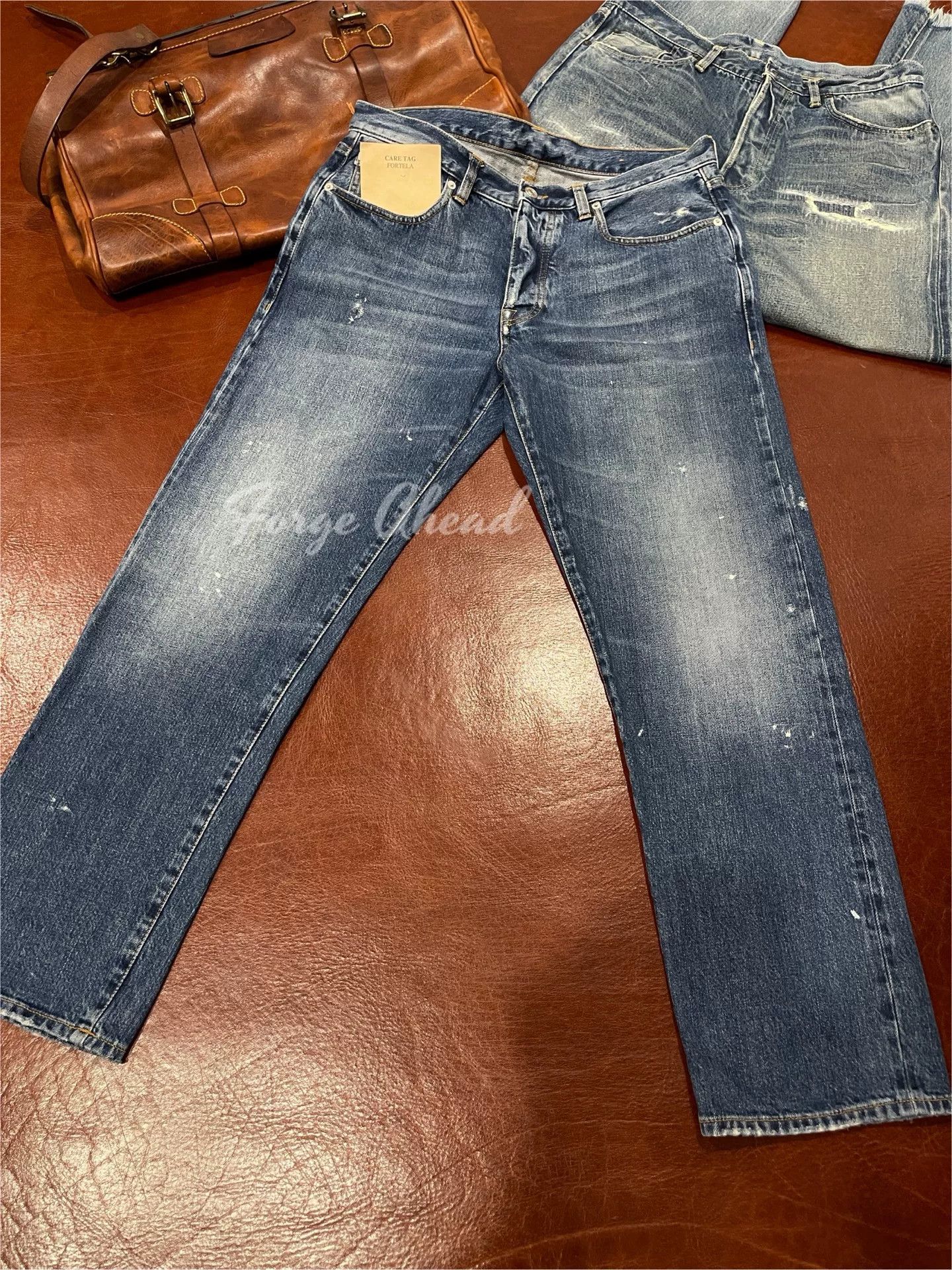 Fortela Fortela JOHN Light Wash Distressed Denim Pants Size US 33 - 2 Thumbnail
