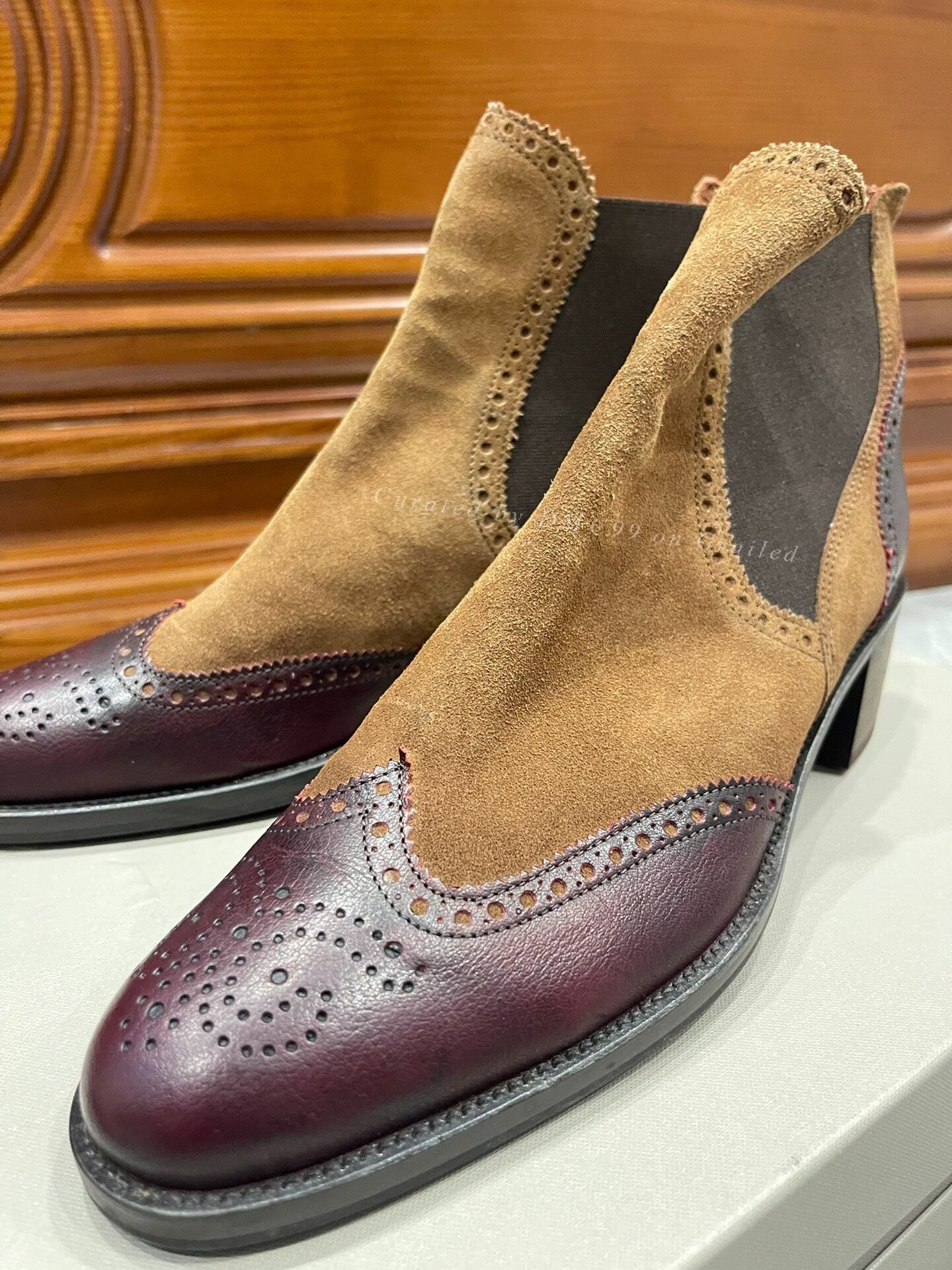Vintage Lottusse Brogue Slip-on Ankle Boots Size US 8 / EU 41 - 2 Thumbnail