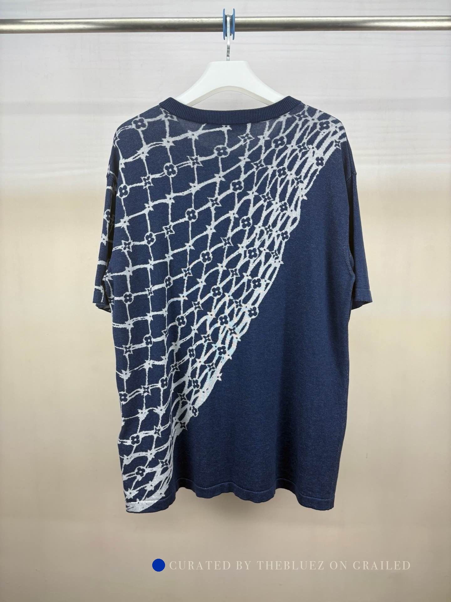 Louis Vuitton Blue Short Sleeve Patterned Knit Top Size US L / EU 52-54 / 3 - 2 Thumbnail