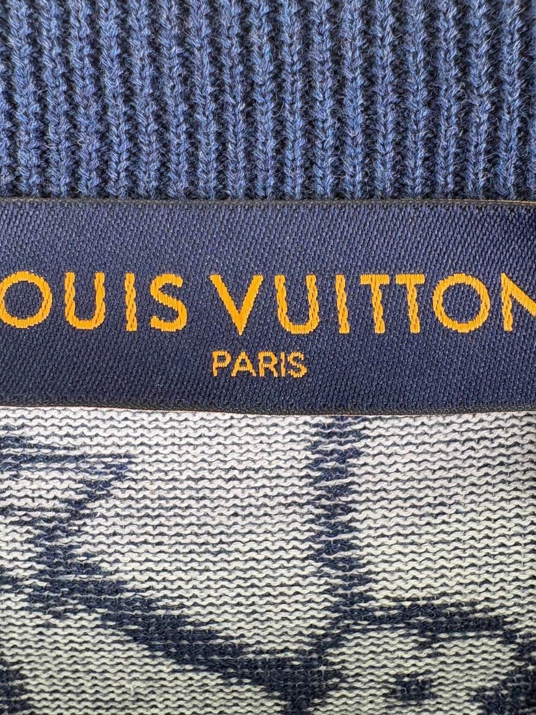 Louis Vuitton Blue Short Sleeve Patterned Knit Top Size US L / EU 52-54 / 3 - 3 Thumbnail