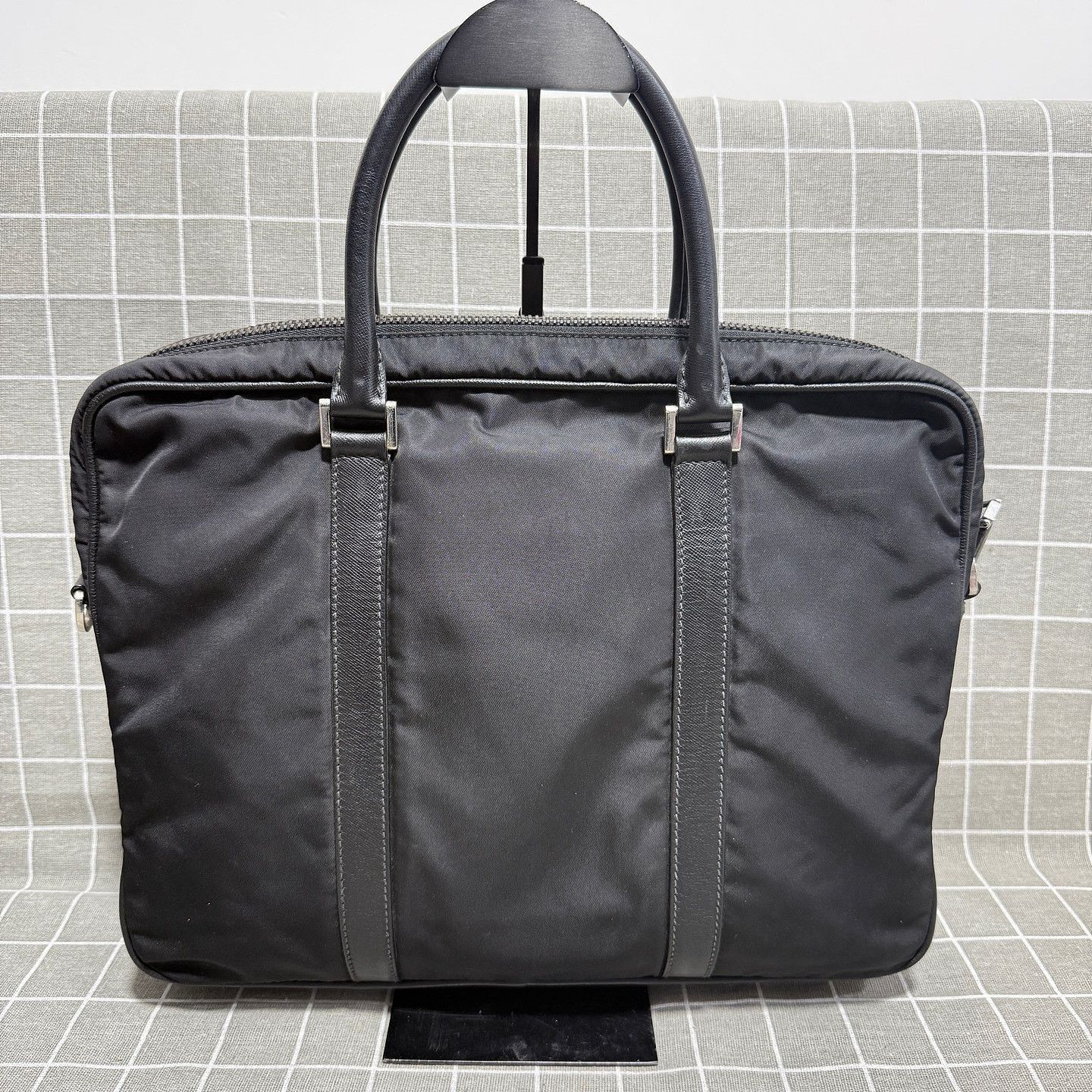 Prada Black Nylon Briefcase with Leather Accents Size ONE SIZE - 3 Thumbnail