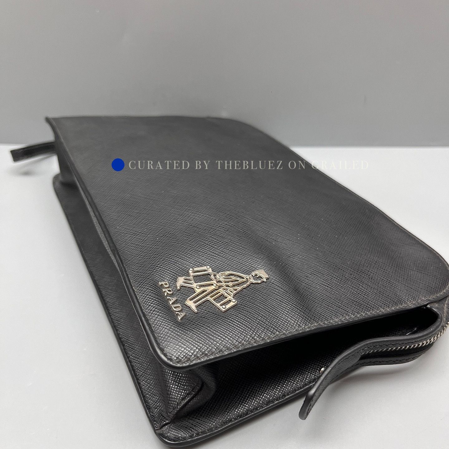 Prada Black Zip-Top Pouch with Emblem Size ONE SIZE - 8 Thumbnail