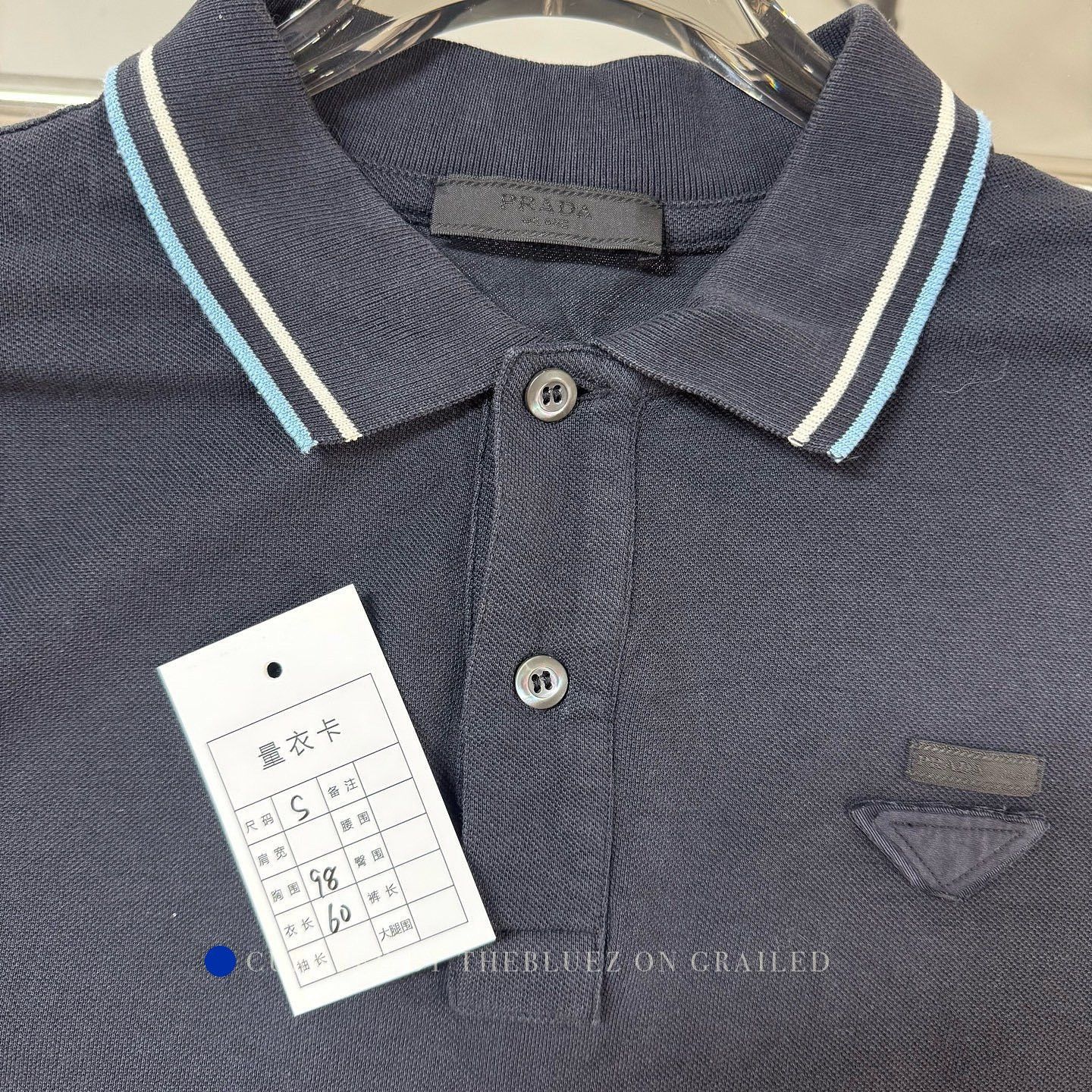 Prada Blue Short Sleeve Polo Shirt with Contrast Trim Size US S / EU 44-46 / 1 - 5 Thumbnail
