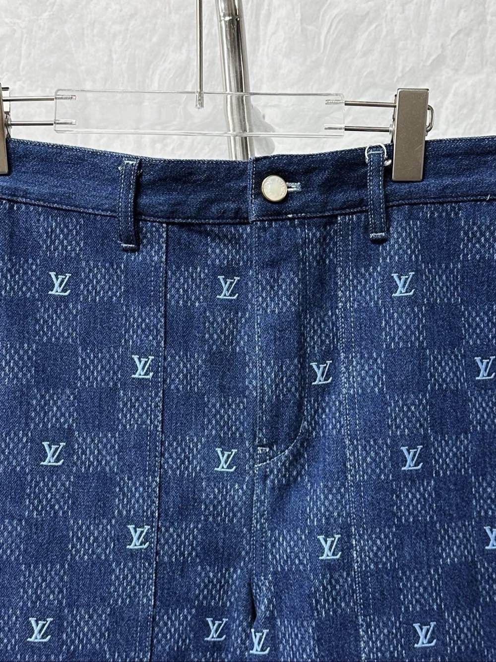 Louis Vuitton Blue Checkered Denim Mini Skirt Size US 32 / EU 48 - 6 Thumbnail