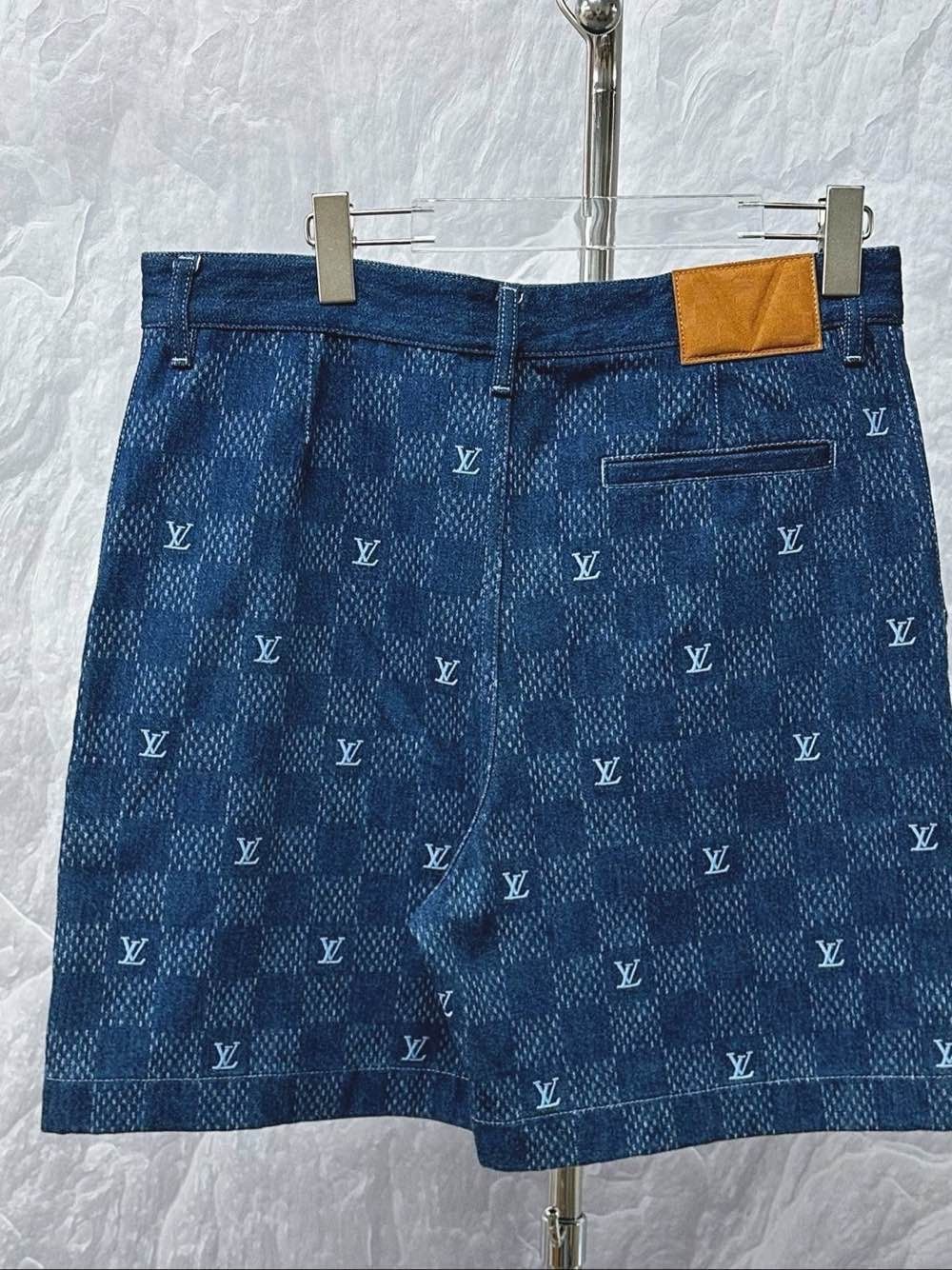 Louis Vuitton Blue Checkered Denim Mini Skirt Size US 32 / EU 48 - 2 Thumbnail