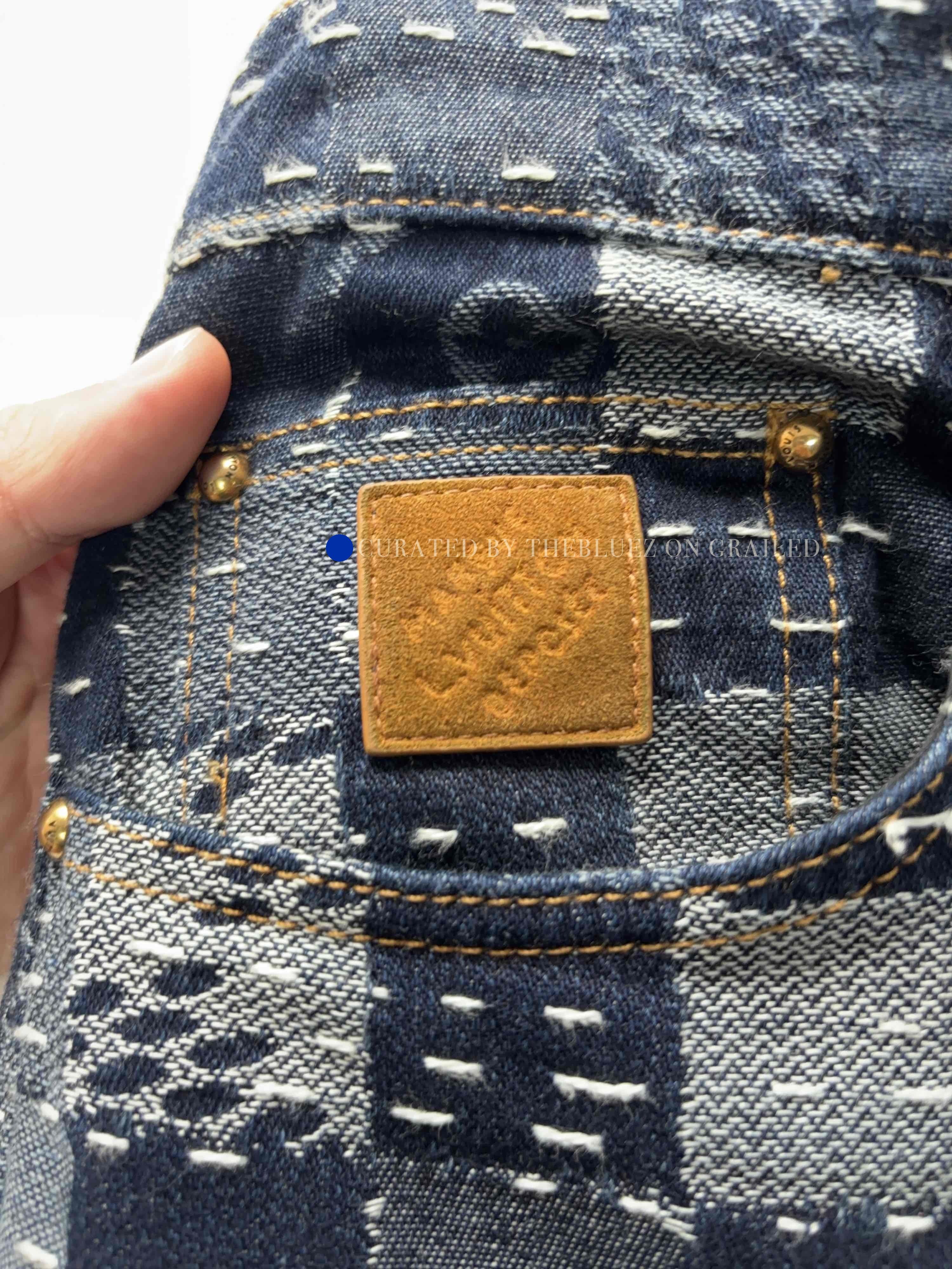 Louis Vuitton Blue Checkered Patchwork Denim Pants Size 30 Size US 30 / EU 46 - 6 Thumbnail