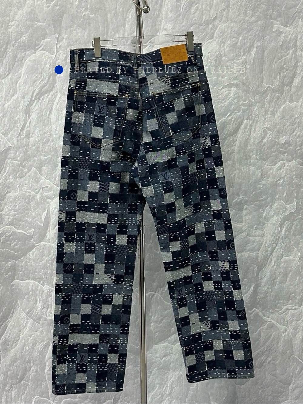 Louis Vuitton Blue Checkered Patchwork Denim Pants Size 30 Size US 30 / EU 46 - 2 Thumbnail