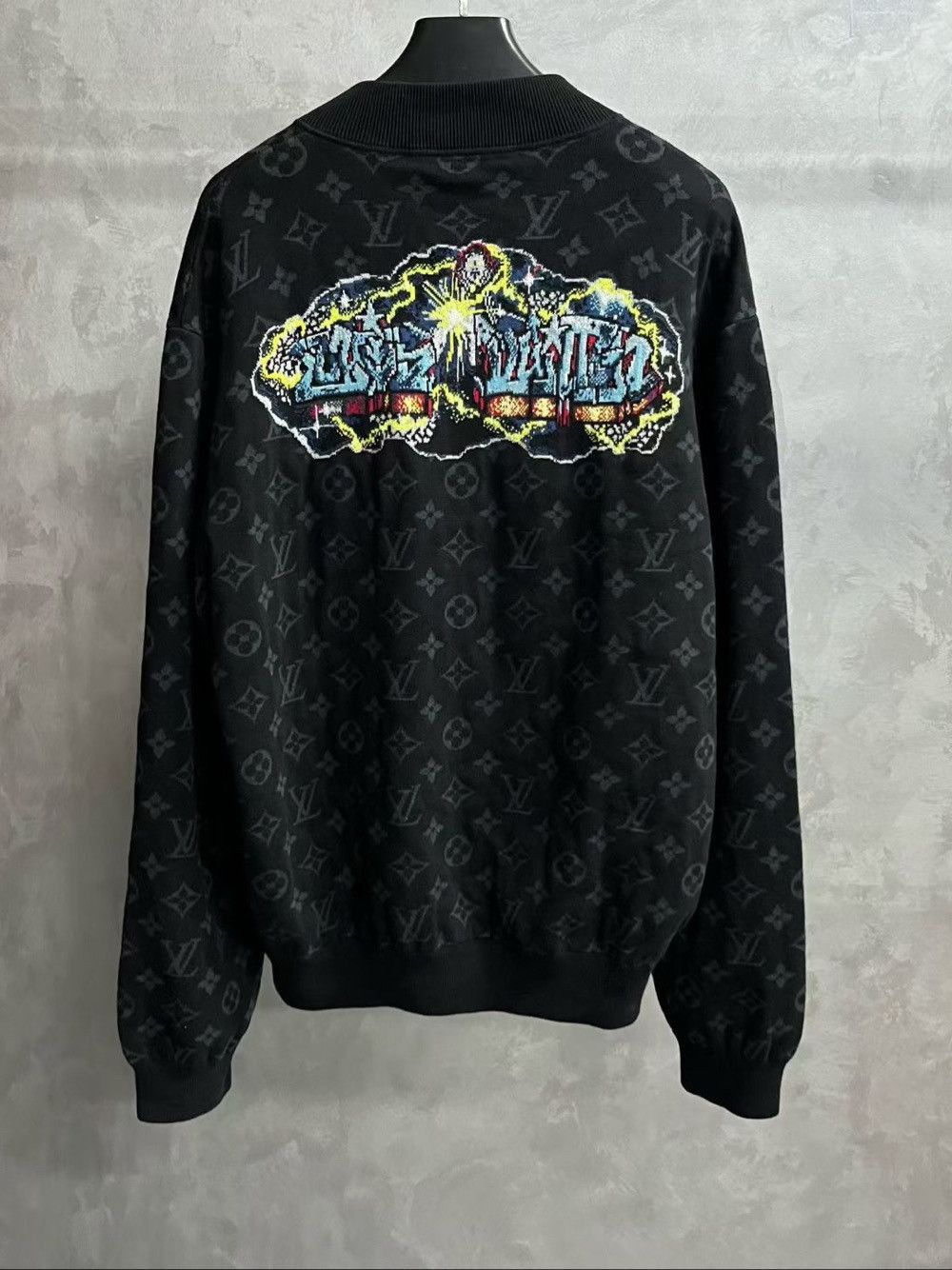 Louis Vuitton Black Patterned Zip-Front Bomber Jacket XXL Size US XXL / EU 58 / 5 - 2 Thumbnail
