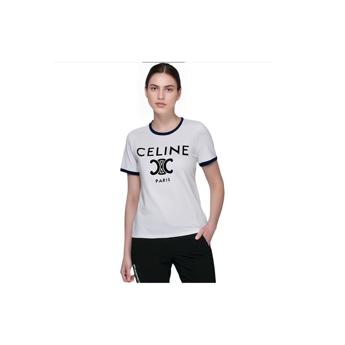Celine Celine Triomphe Logo Ringer T-Shirt Size S Size S / US 4 / IT 40 - 10 Thumbnail