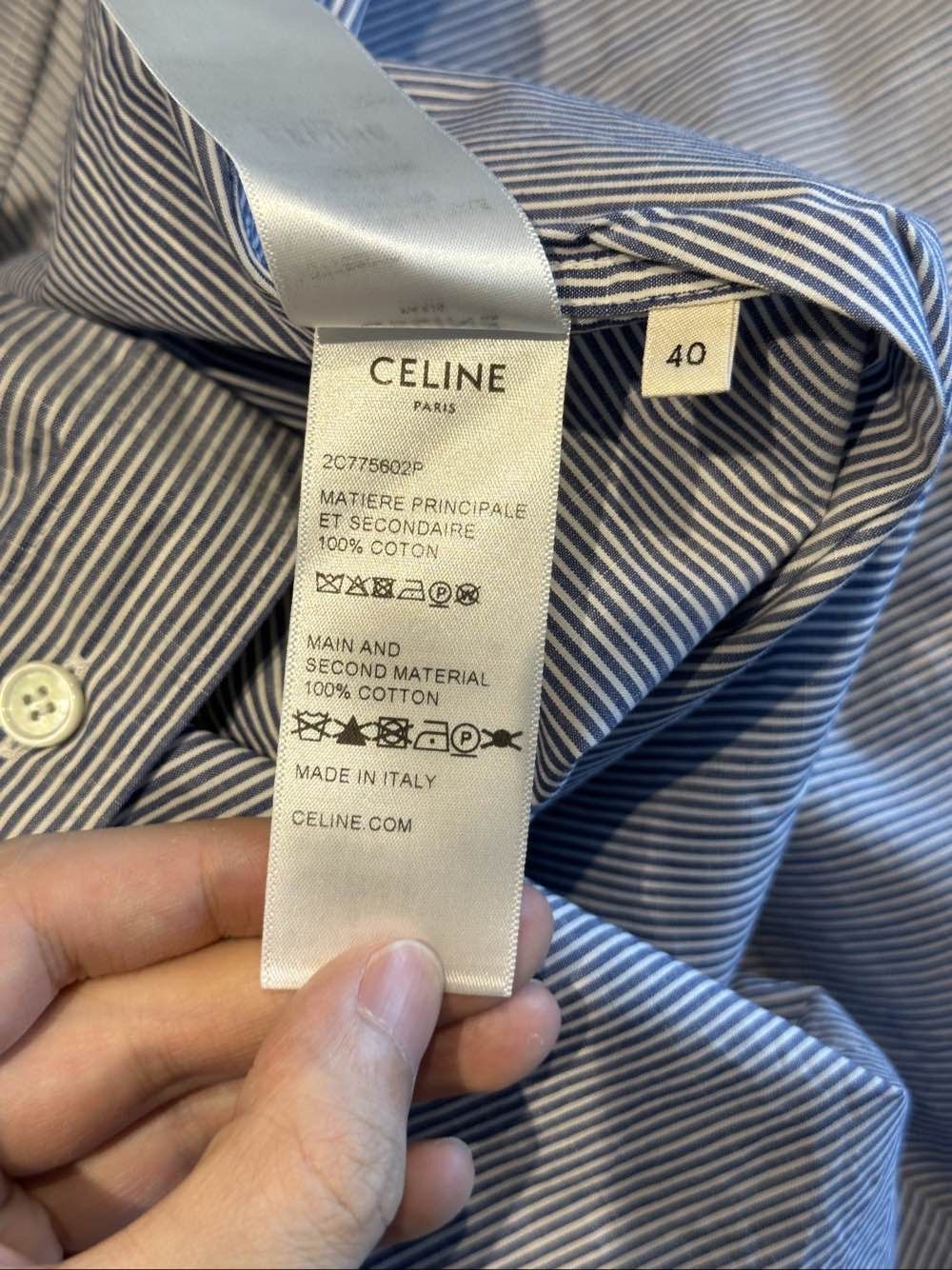 Celine Celine Contrast Collar Pinstripe Button Up Shirt Size 40 Size M / US 6-8 / IT 42-44 - 4 Thumbnail