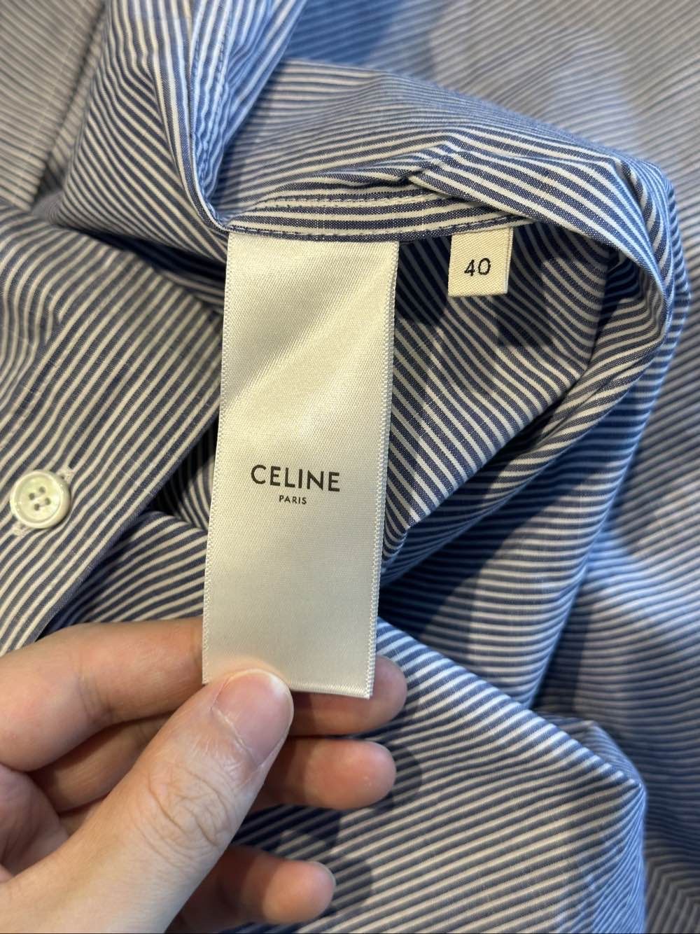 Celine Celine Contrast Collar Pinstripe Button Up Shirt Size 40 Size M / US 6-8 / IT 42-44 - 5 Thumbnail