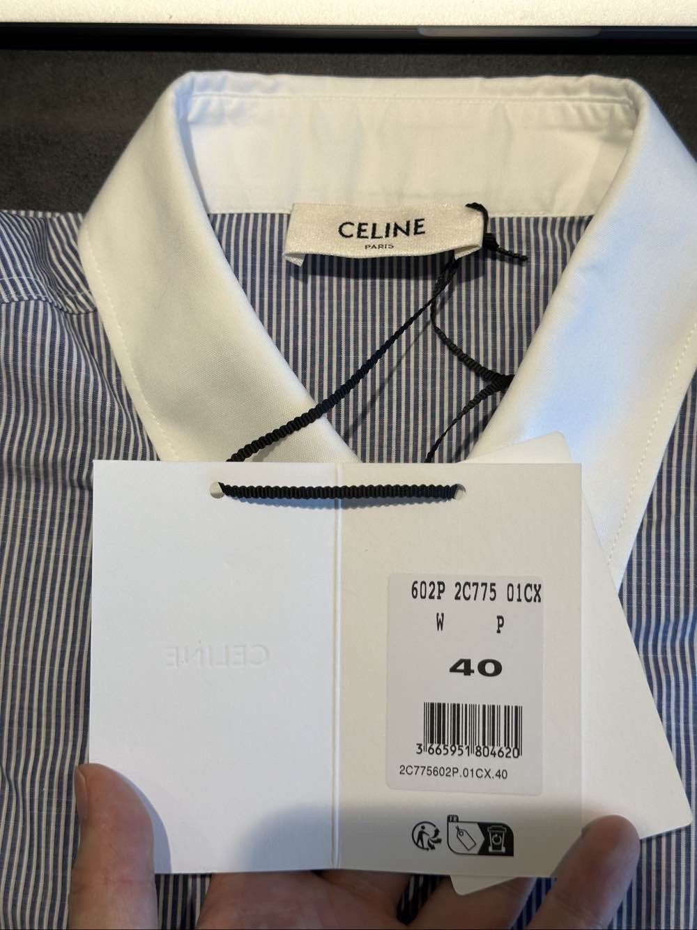 Celine Celine Contrast Collar Pinstripe Button Up Shirt Size 40 Size M / US 6-8 / IT 42-44 - 3 Thumbnail