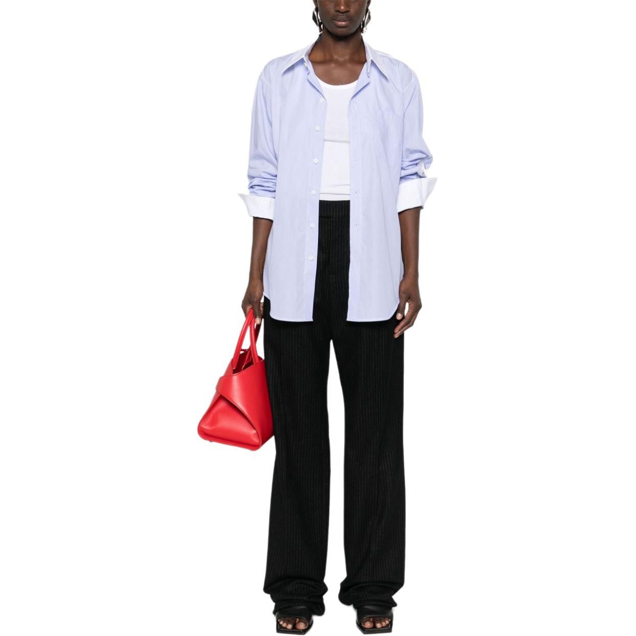 Celine Celine Contrast Collar Pinstripe Button Up Shirt Size 40 Size M / US 6-8 / IT 42-44 - 6 Thumbnail