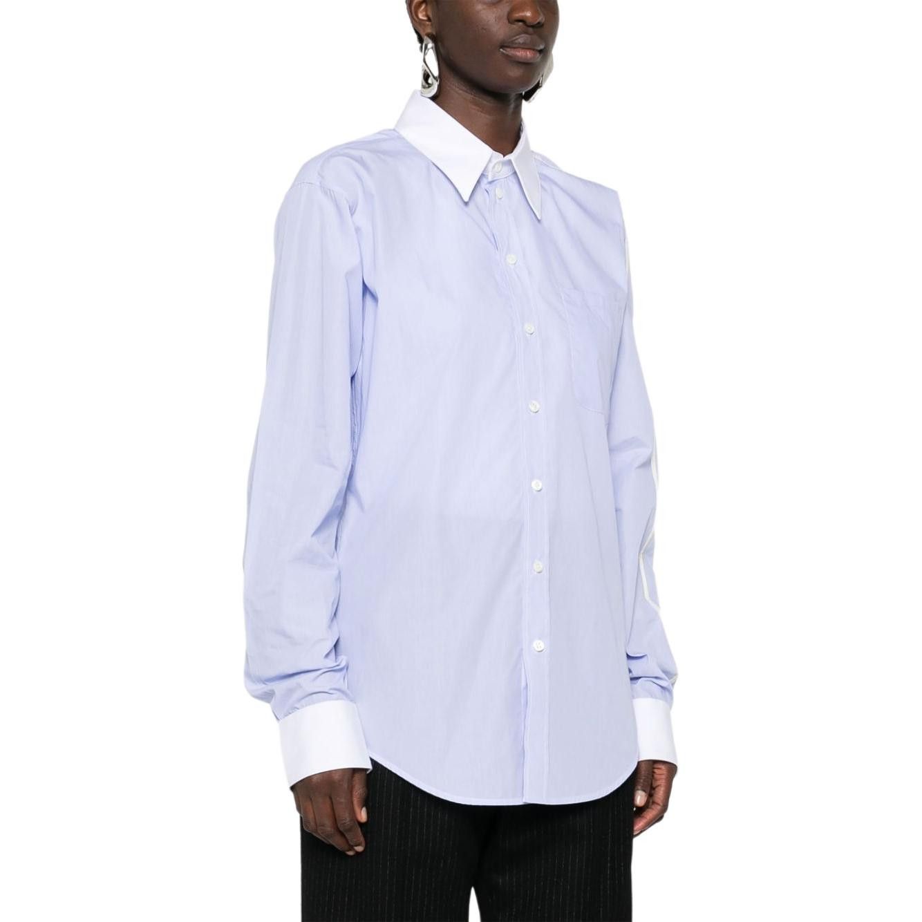 Celine Celine Contrast Collar Pinstripe Button Up Shirt Size 40 Size M / US 6-8 / IT 42-44 - 7 Thumbnail