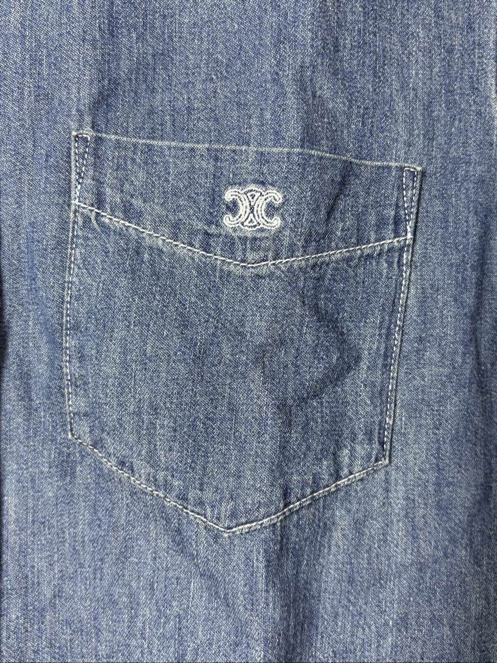 Celine CELINE Logo Denim Shirt Size XS Size US XS / EU 42 / 0 - 6 Thumbnail
