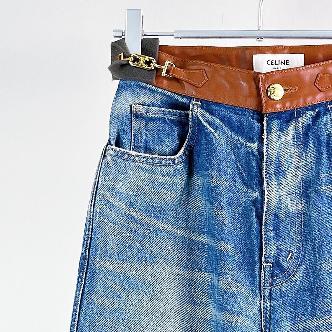 Celine CELINE Triomphe Leather Waist Jeans Size 25 Size 25" / US 0 / IT 36 - 5 Thumbnail