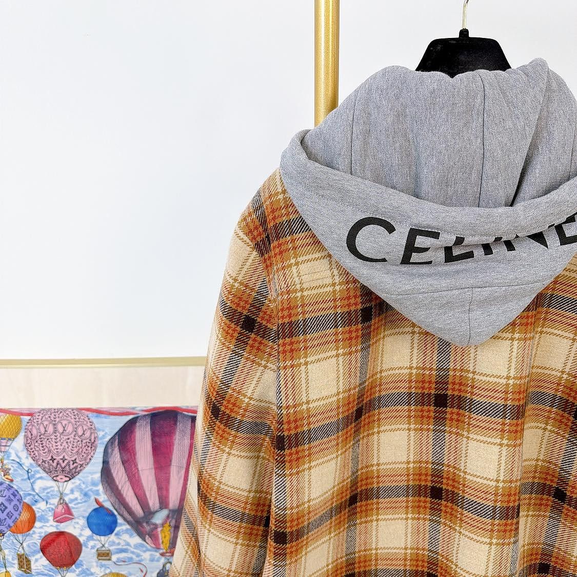Celine CELINE Plaid Logo Hooded Shirt Jacket Size M Size US M / EU 48-50 / 2 - 6 Thumbnail