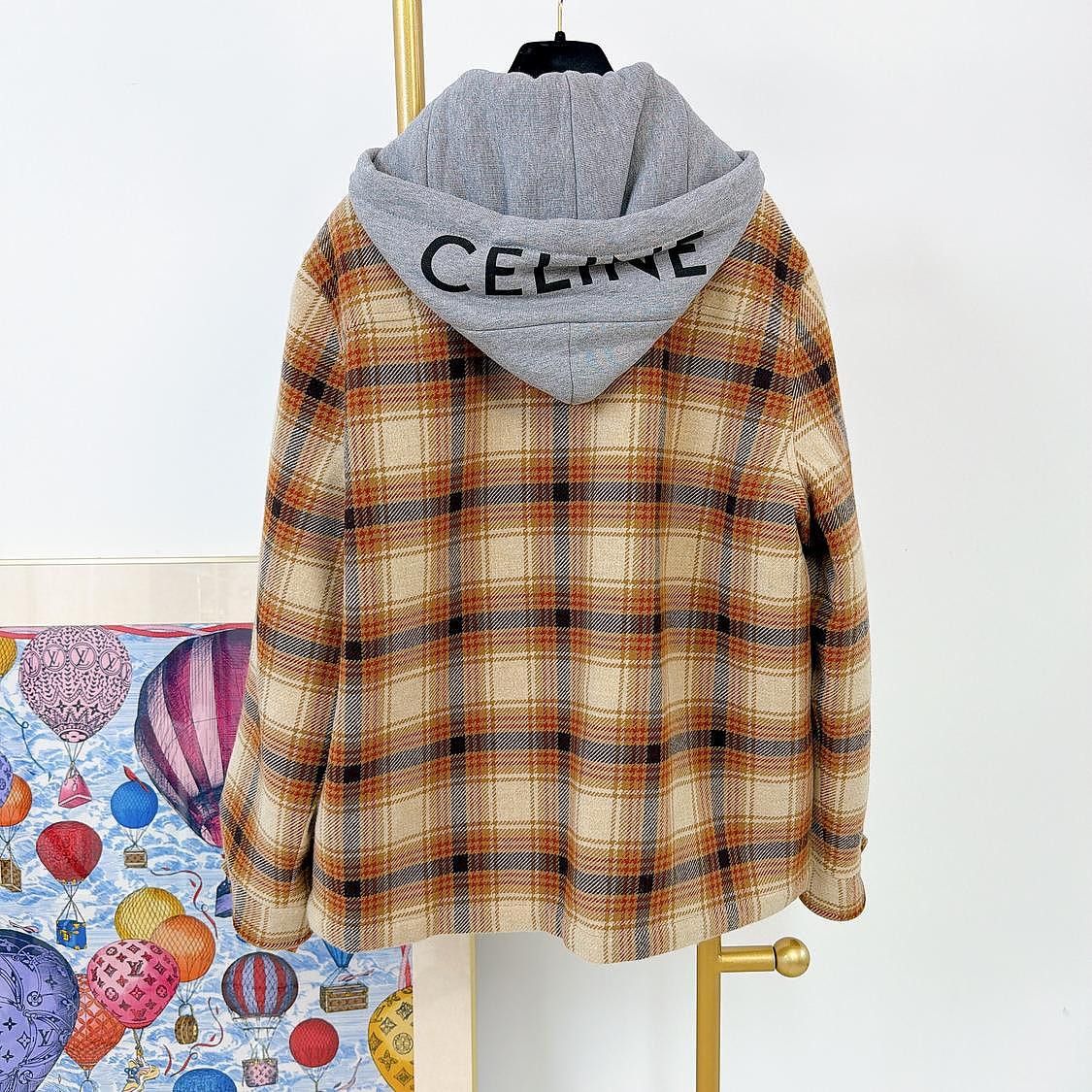 Celine CELINE Plaid Logo Hooded Shirt Jacket Size M Size US M / EU 48-50 / 2 - 2 Thumbnail