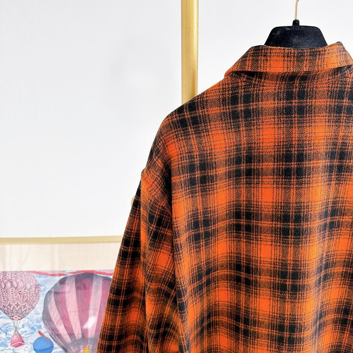 Celine CELINE Orange Plaid Shirt Size M Size US XXS / EU 40 - 7 Thumbnail