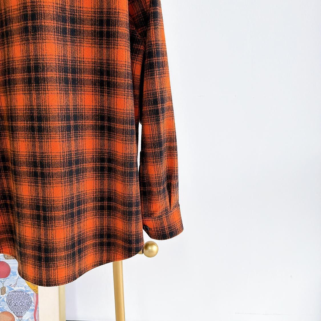 Celine CELINE Orange Plaid Shirt Size M Size US XXS / EU 40 - 8 Thumbnail
