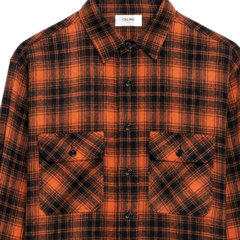 Celine CELINE Orange Plaid Shirt Size M Size US XXS / EU 40 - 10 Thumbnail