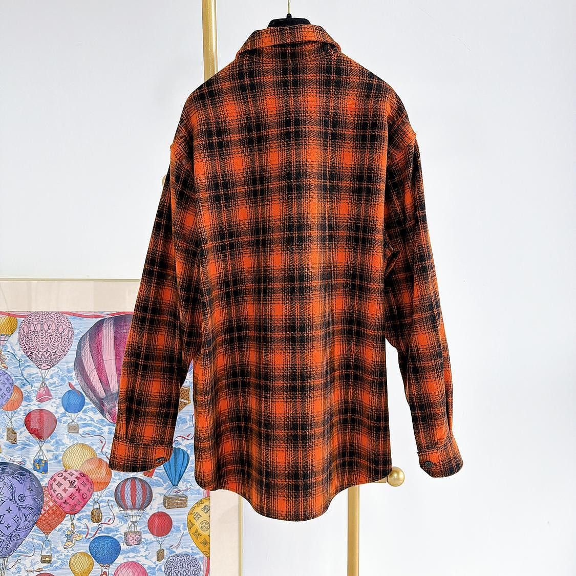 Celine CELINE Orange Plaid Shirt Size M Size US XXS / EU 40 - 2 Thumbnail