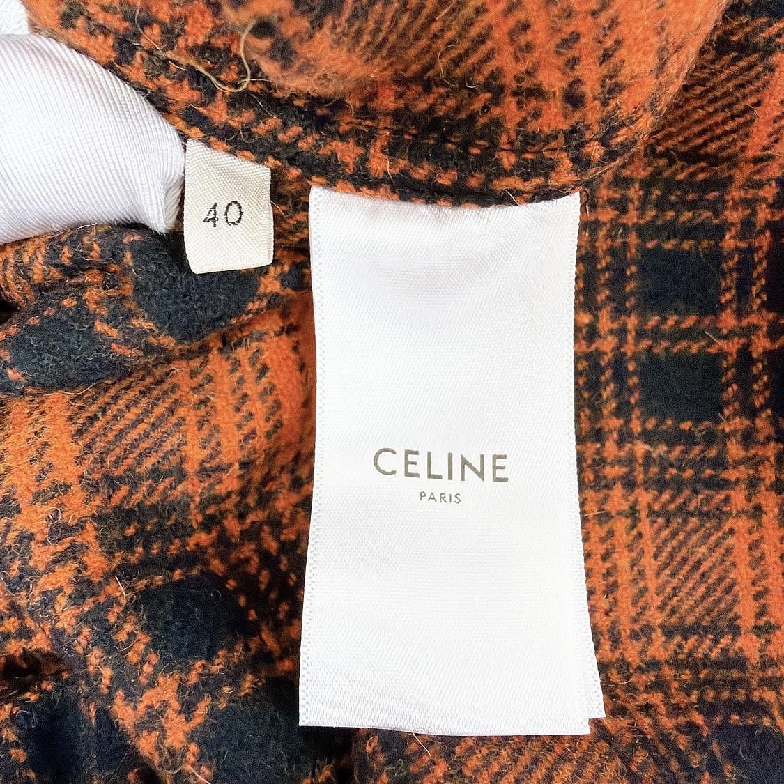 Celine CELINE Orange Plaid Shirt Size M Size US XXS / EU 40 - 4 Thumbnail