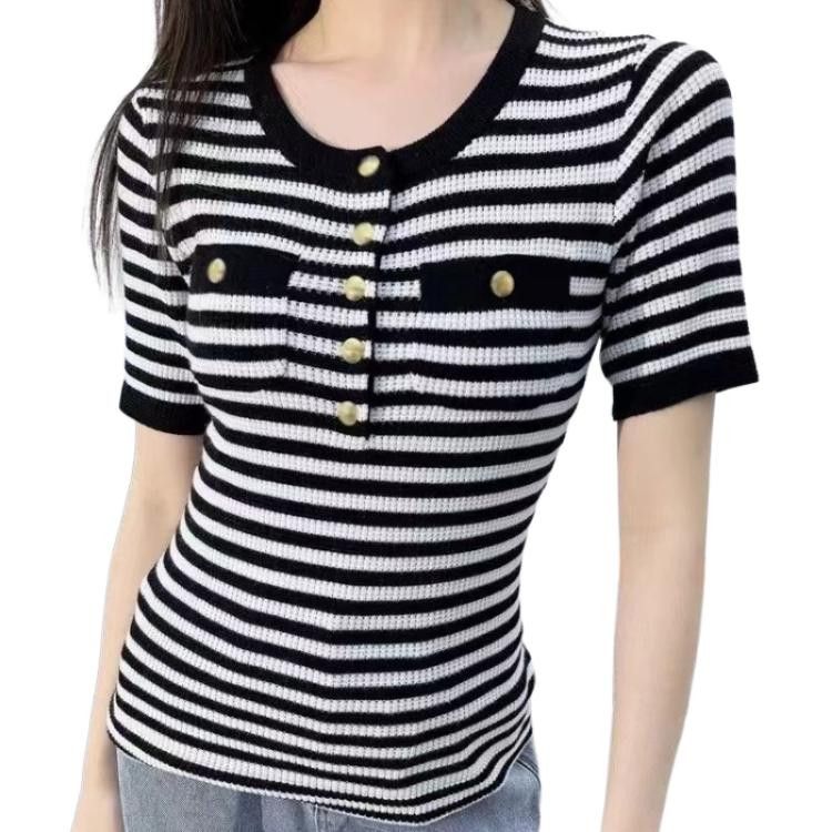 Celine Celine Striped Knit Button Up Top Size S Size S / US 4 / IT 40 - 10 Thumbnail