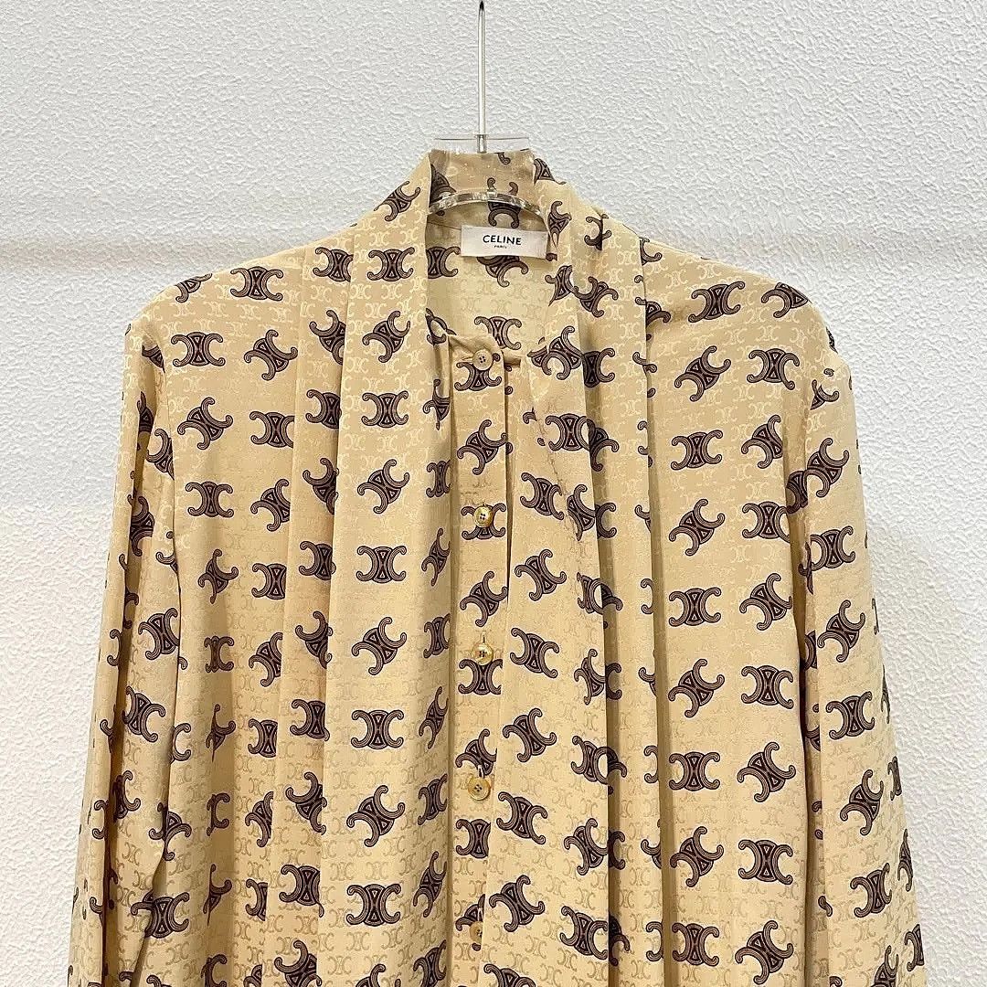 Celine Celine Triomphe Logo Silk Blouse Size 34 Size XXS / US 00 / IT 34 - 3 Thumbnail