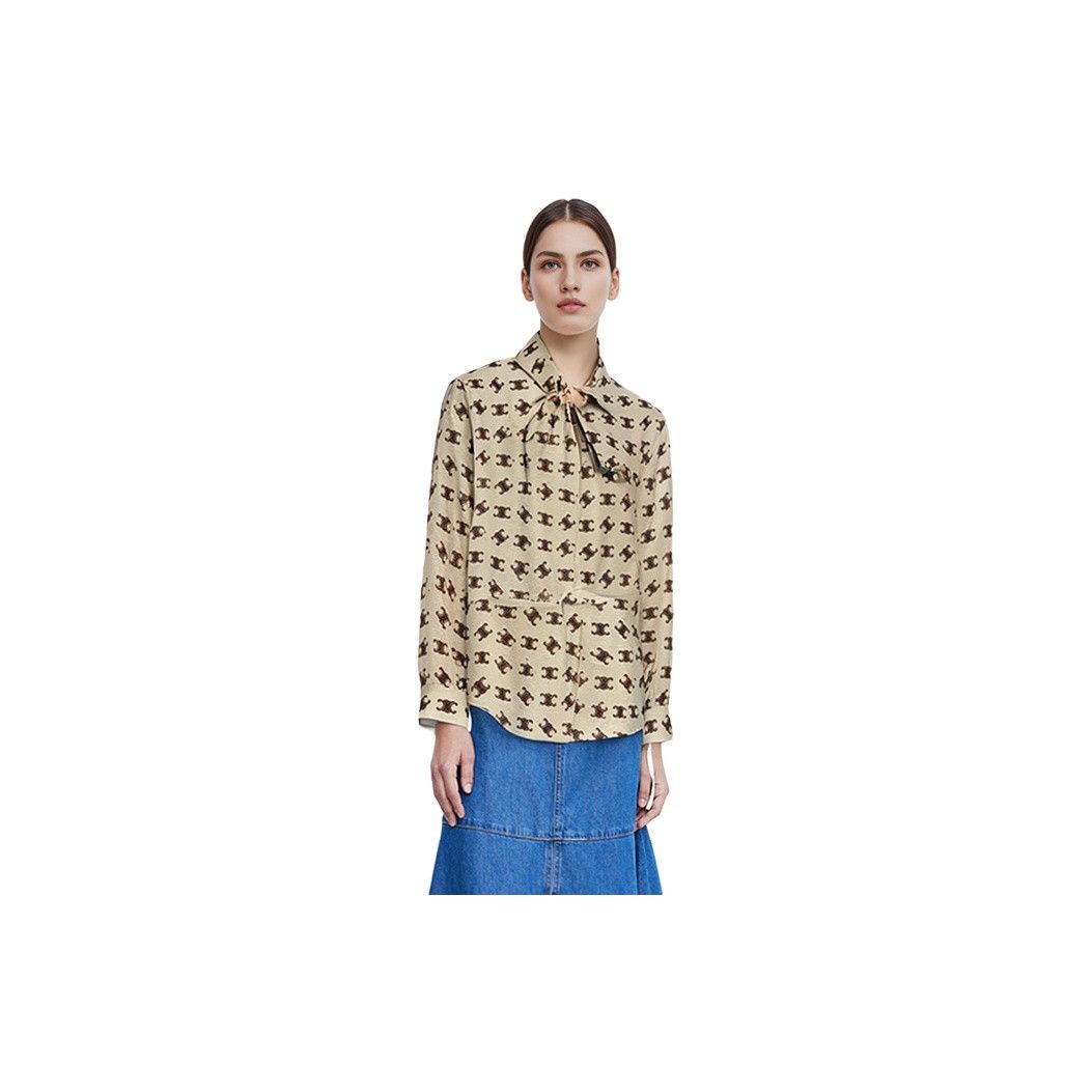 Celine Celine Triomphe Logo Silk Blouse Size 34 Size XXS / US 00 / IT 34 - 6 Thumbnail
