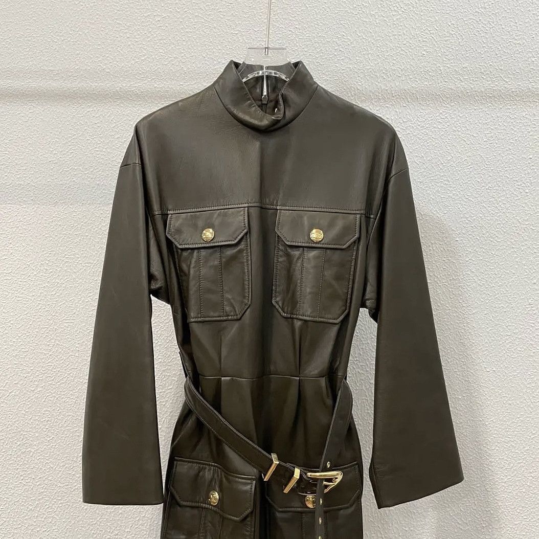 Celine CELINE Lambskin Leather Belted Mini Dress Size 34 Size XS / US 0-2 / IT 36-38 - 6 Thumbnail